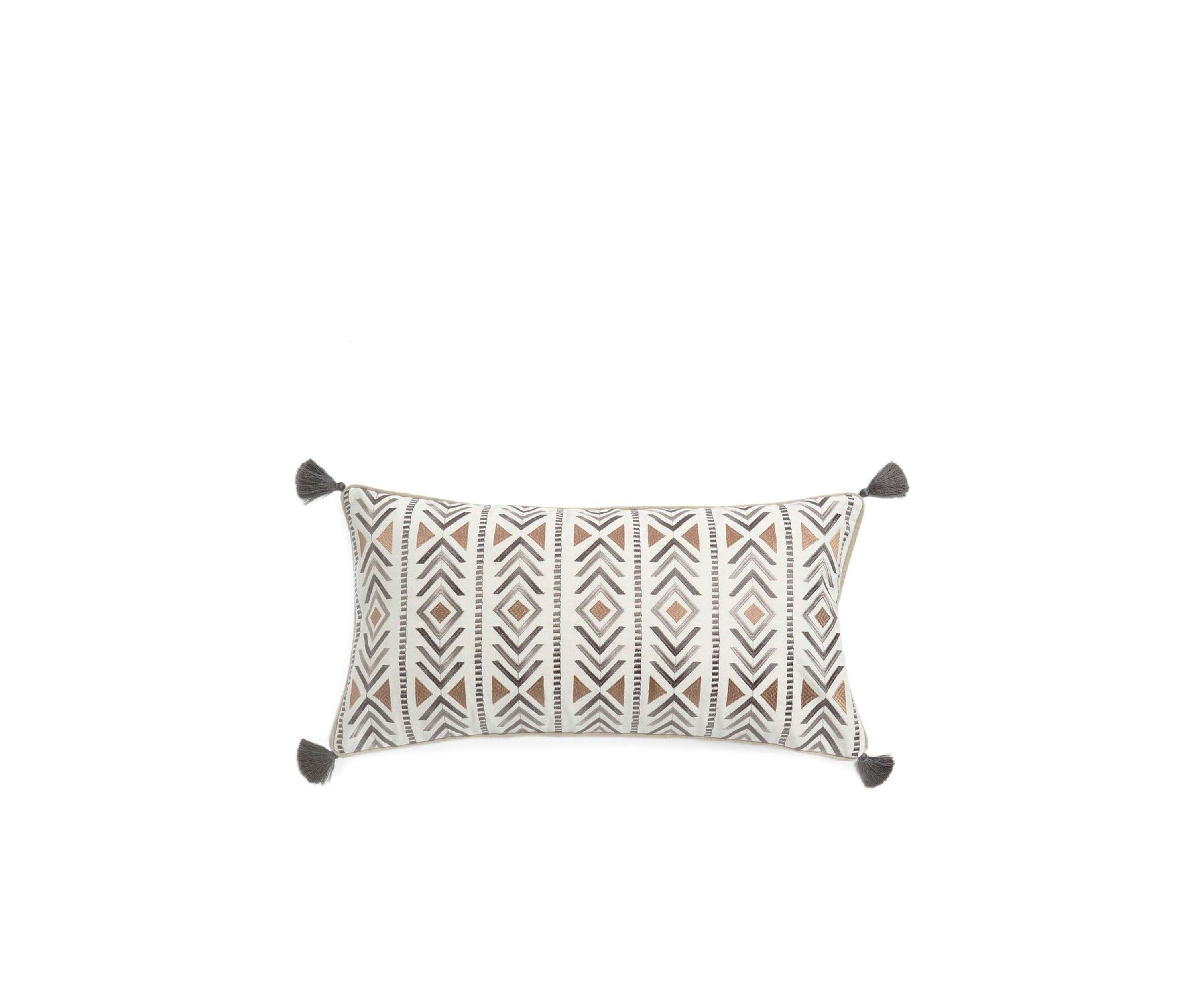 Leora Striped Geometric Pillow with Tassels
