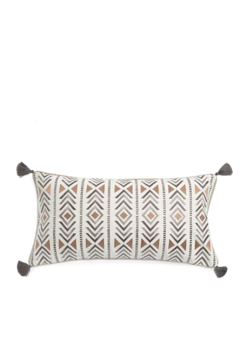 Leora Striped Geometric Pillow with Tassels