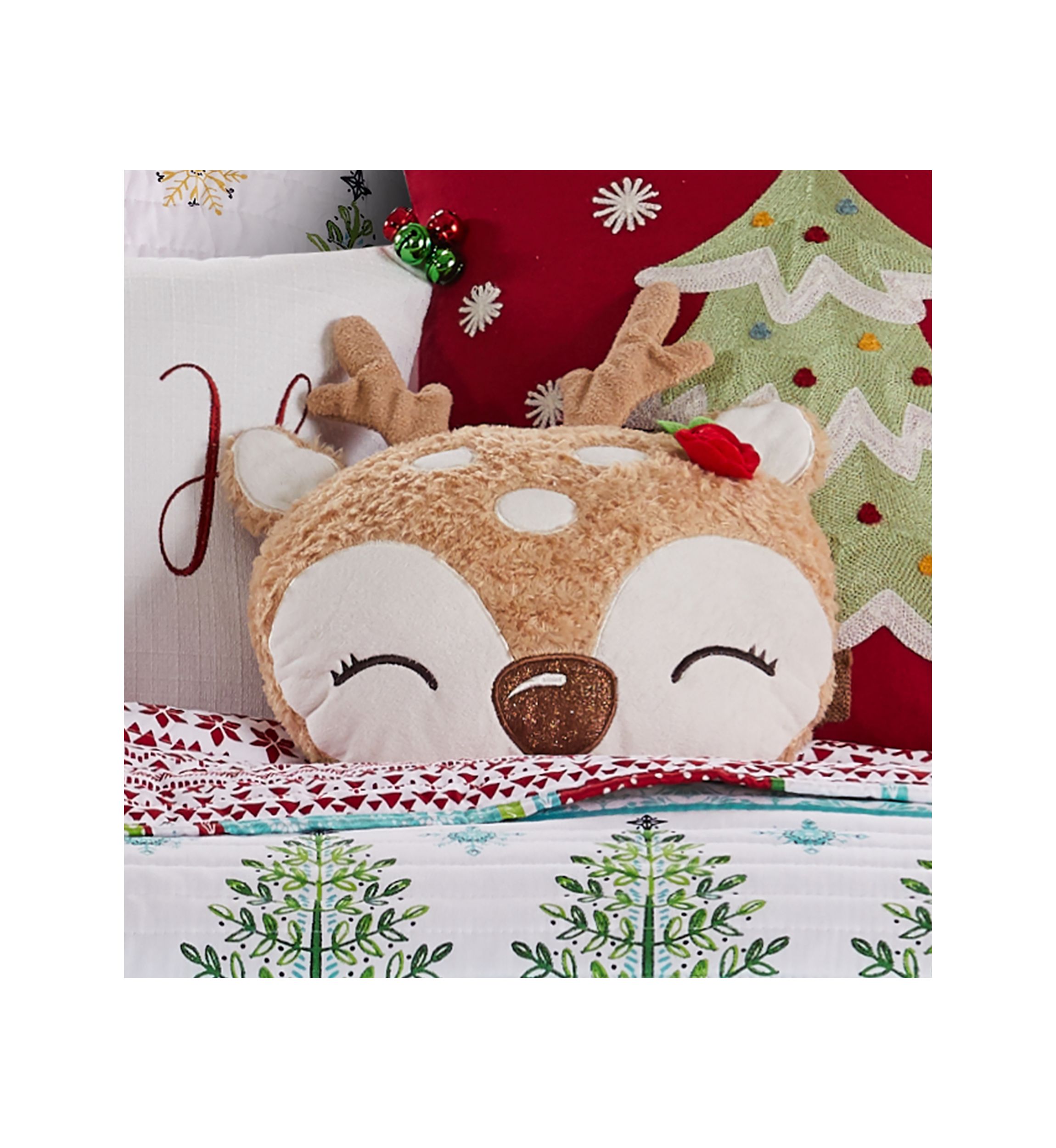 Comet & Cupid Figural Deer Pillow