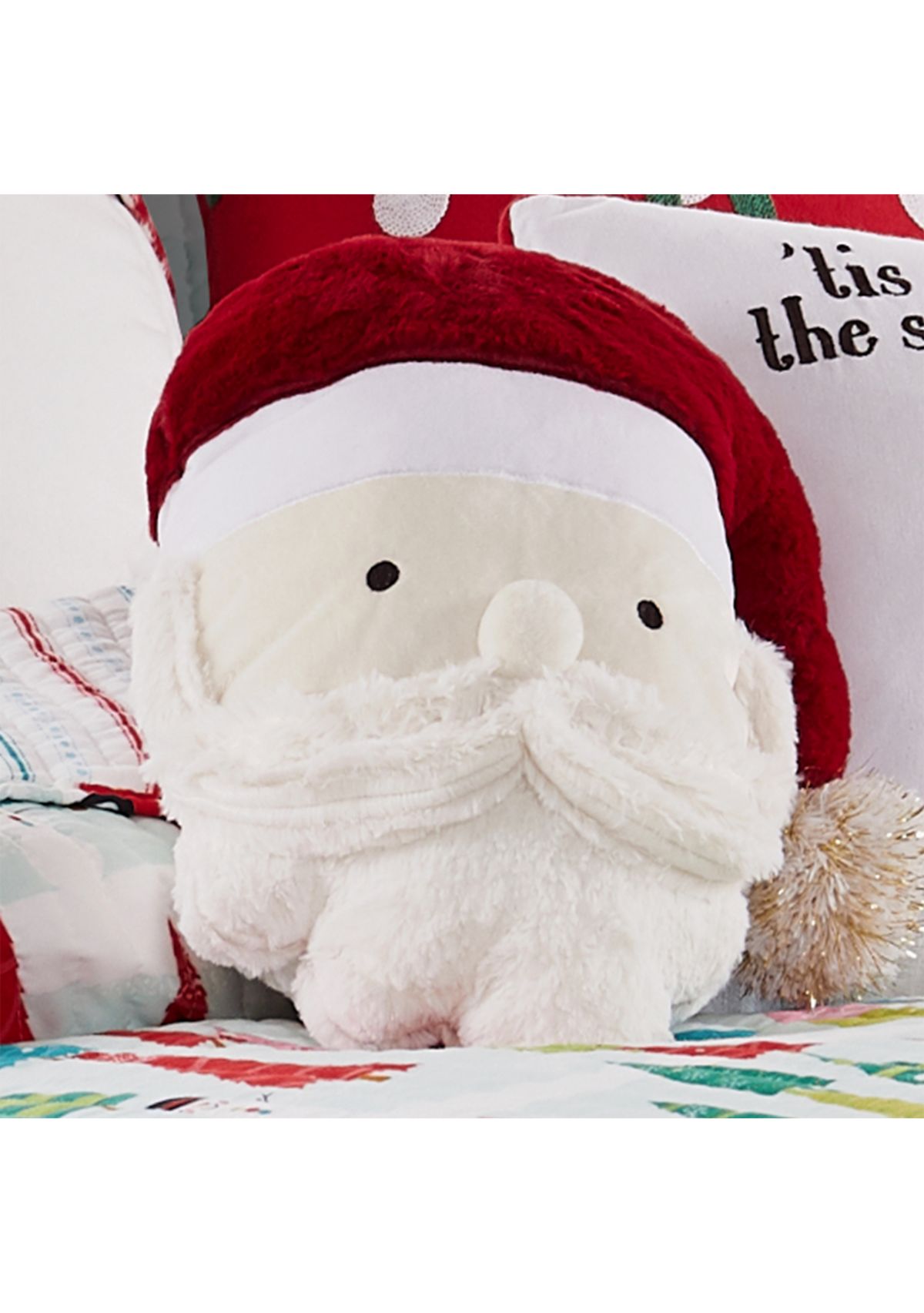 Holly Jolly Figural Santa Pillow