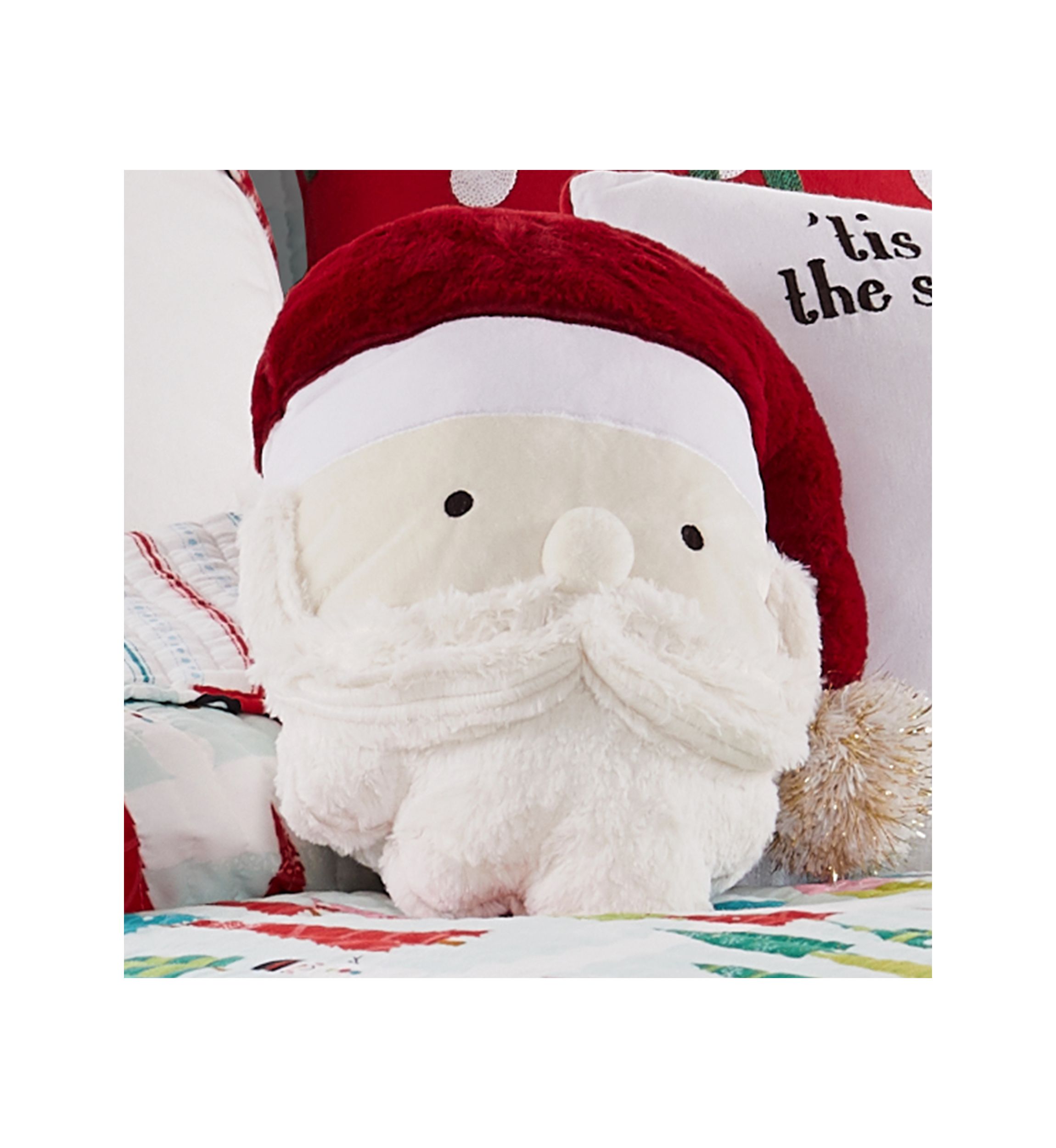 Holly Jolly Figural Santa Pillow