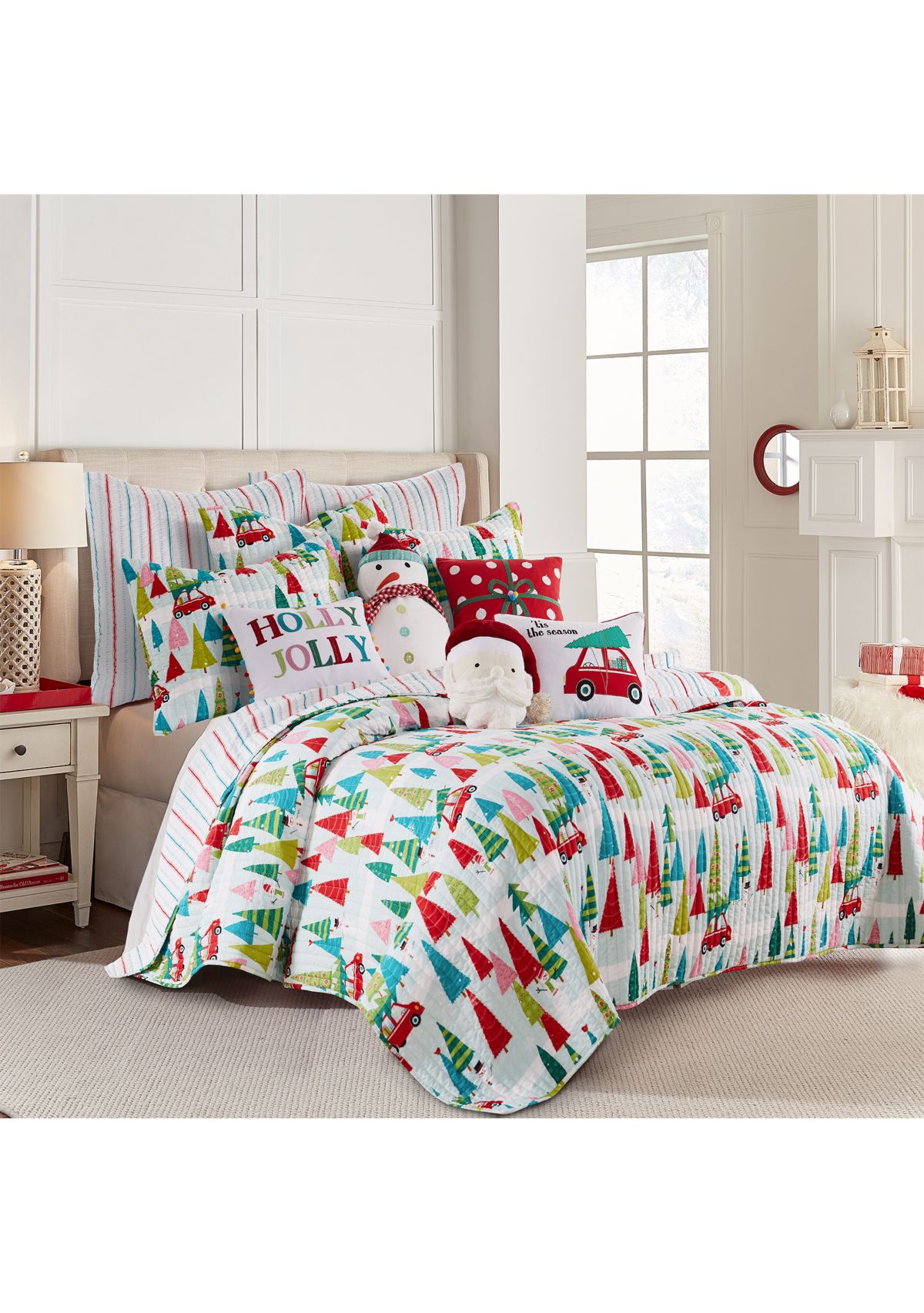 Holly Jolly Figural Santa Pillow