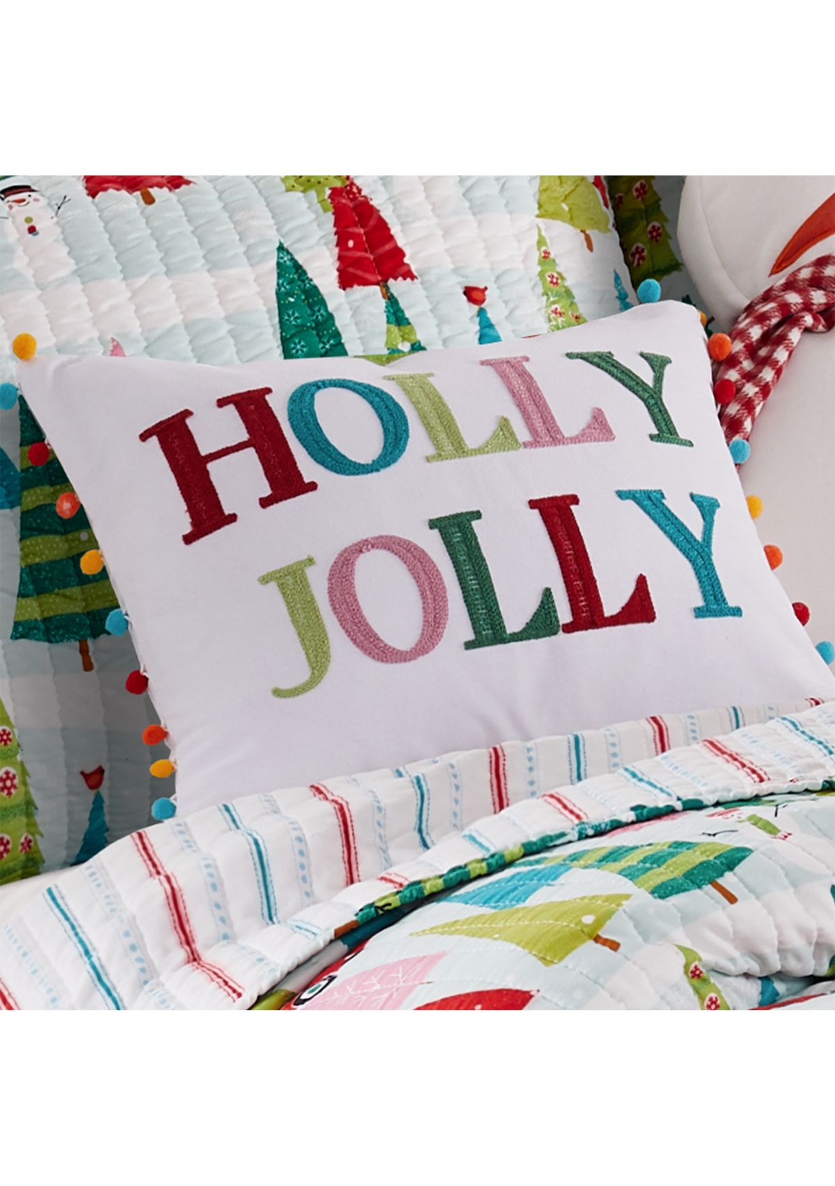 Holly Jolly Holly Jolly Pom Pillow