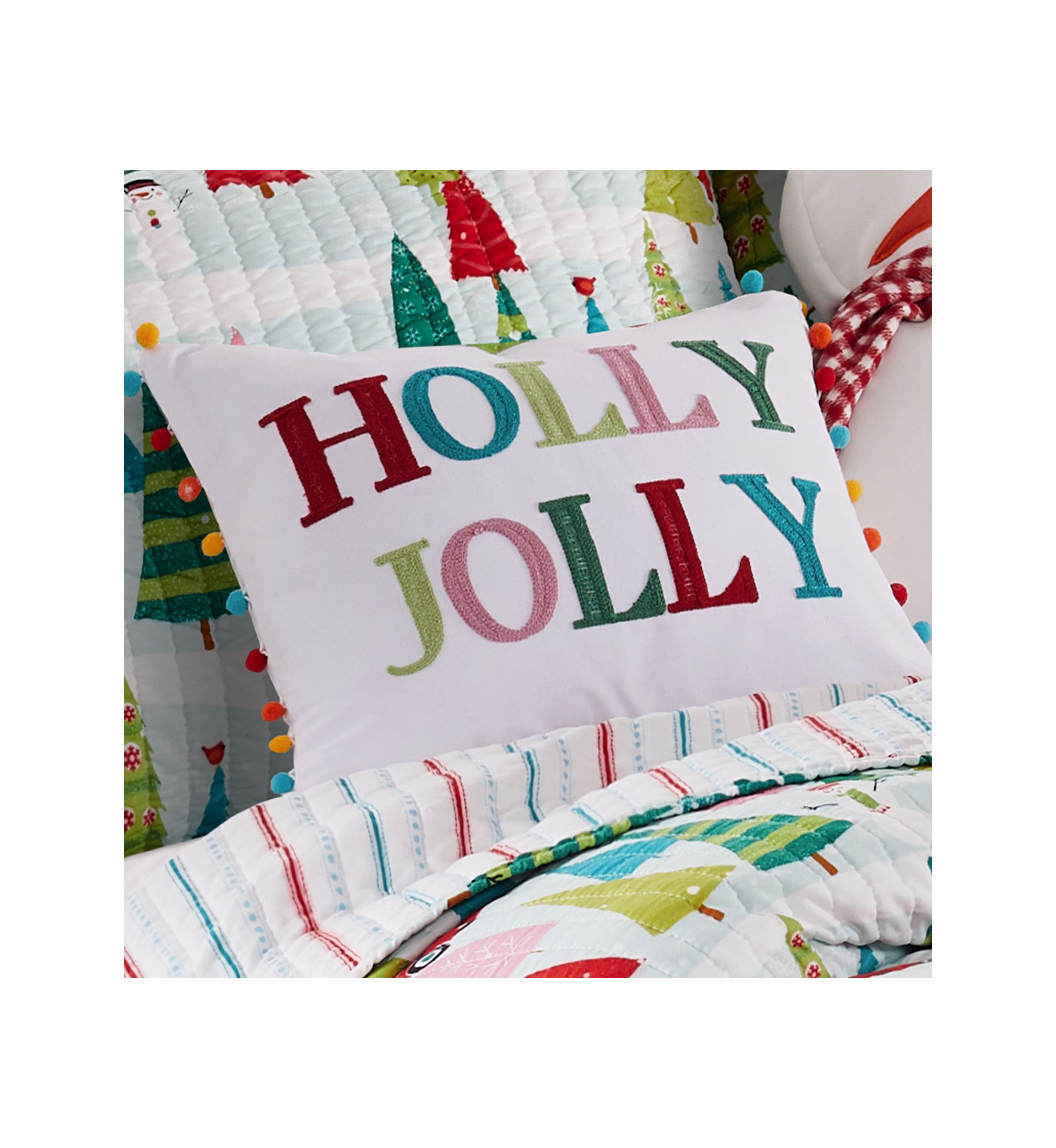 Holly Jolly Holly Jolly Pom Pillow