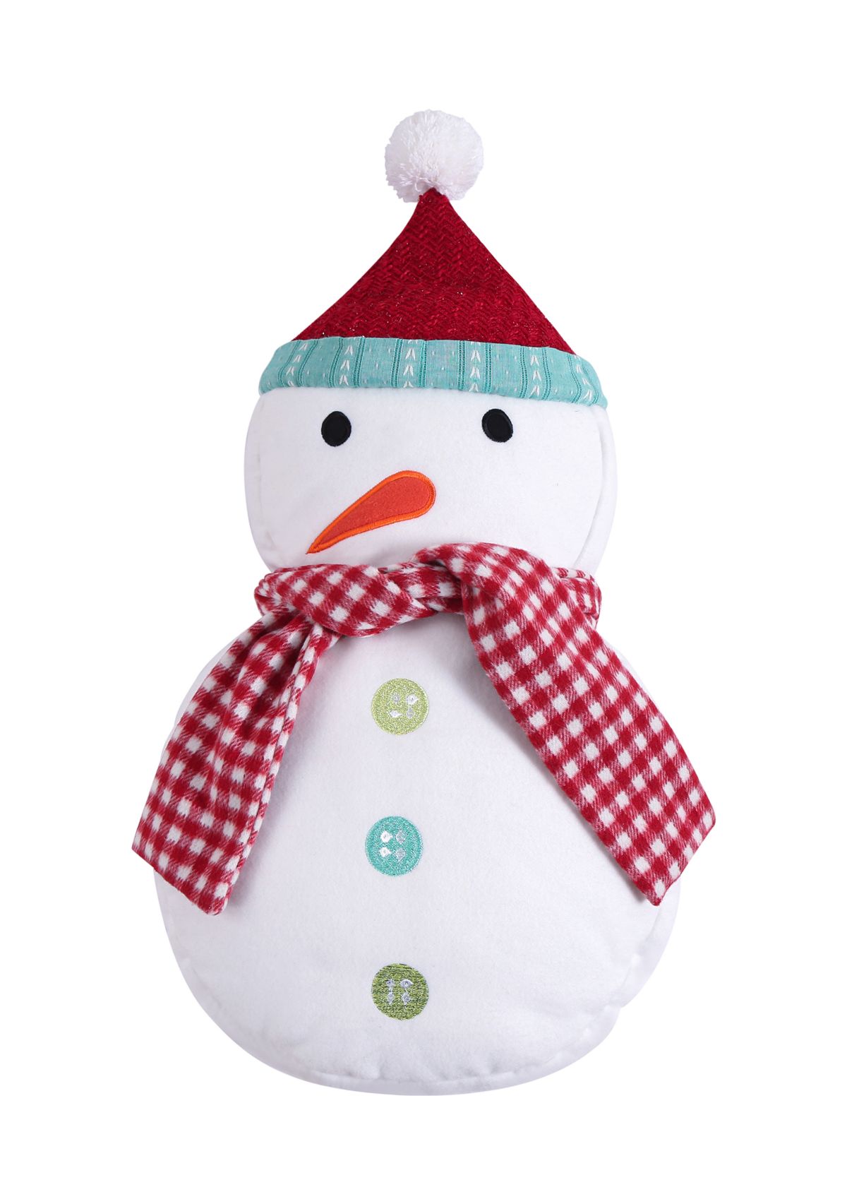 Holly Jolly Figural Snowman Pillow