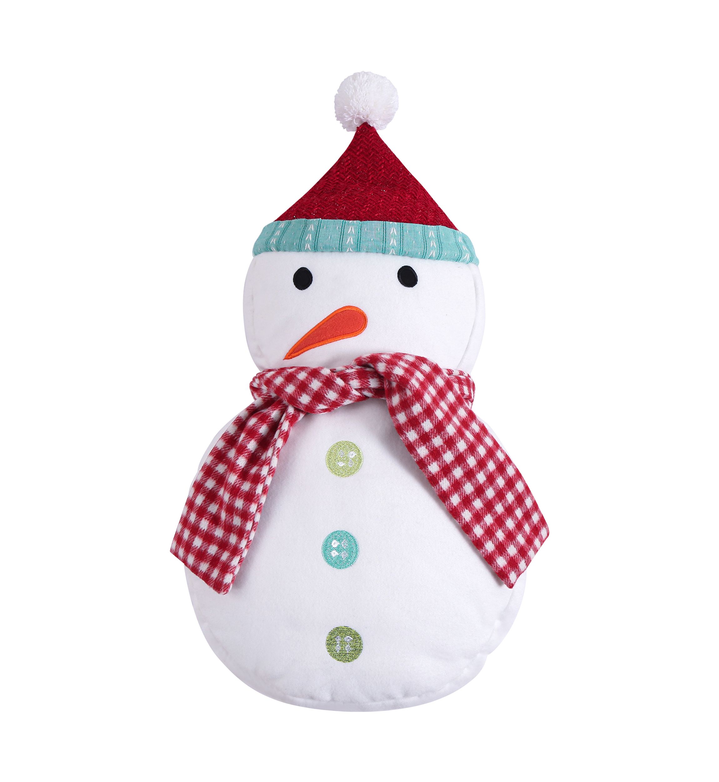 Holly Jolly Figural Snowman Pillow