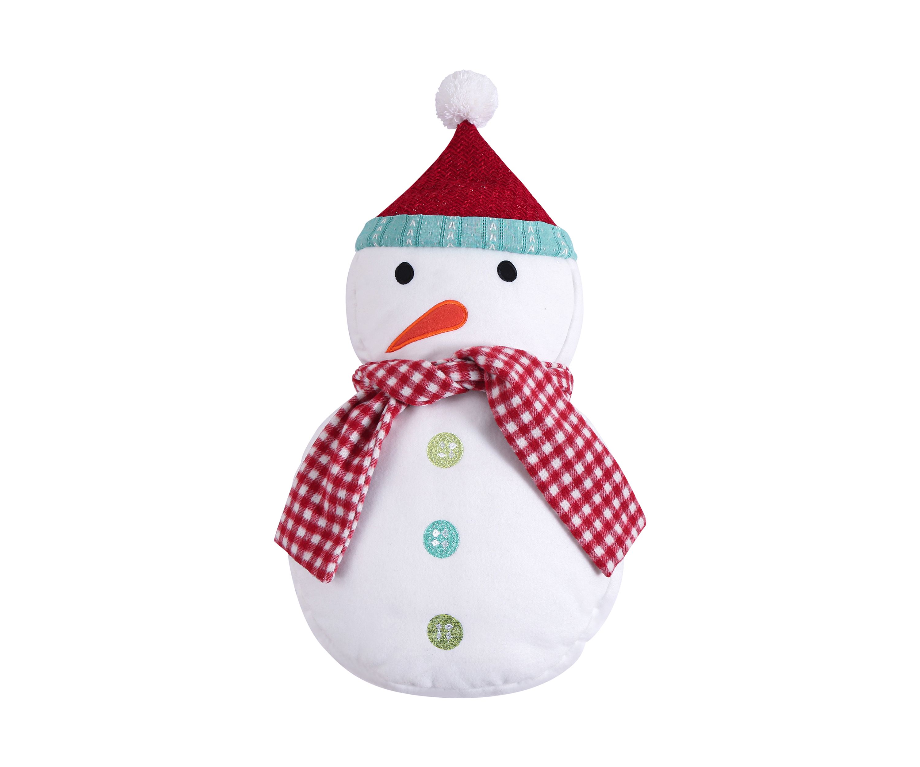 Holly Jolly Figural Snowman Pillow