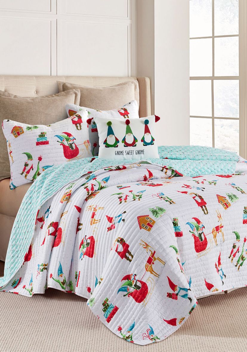 Gnome for the Holidays White King Quilt