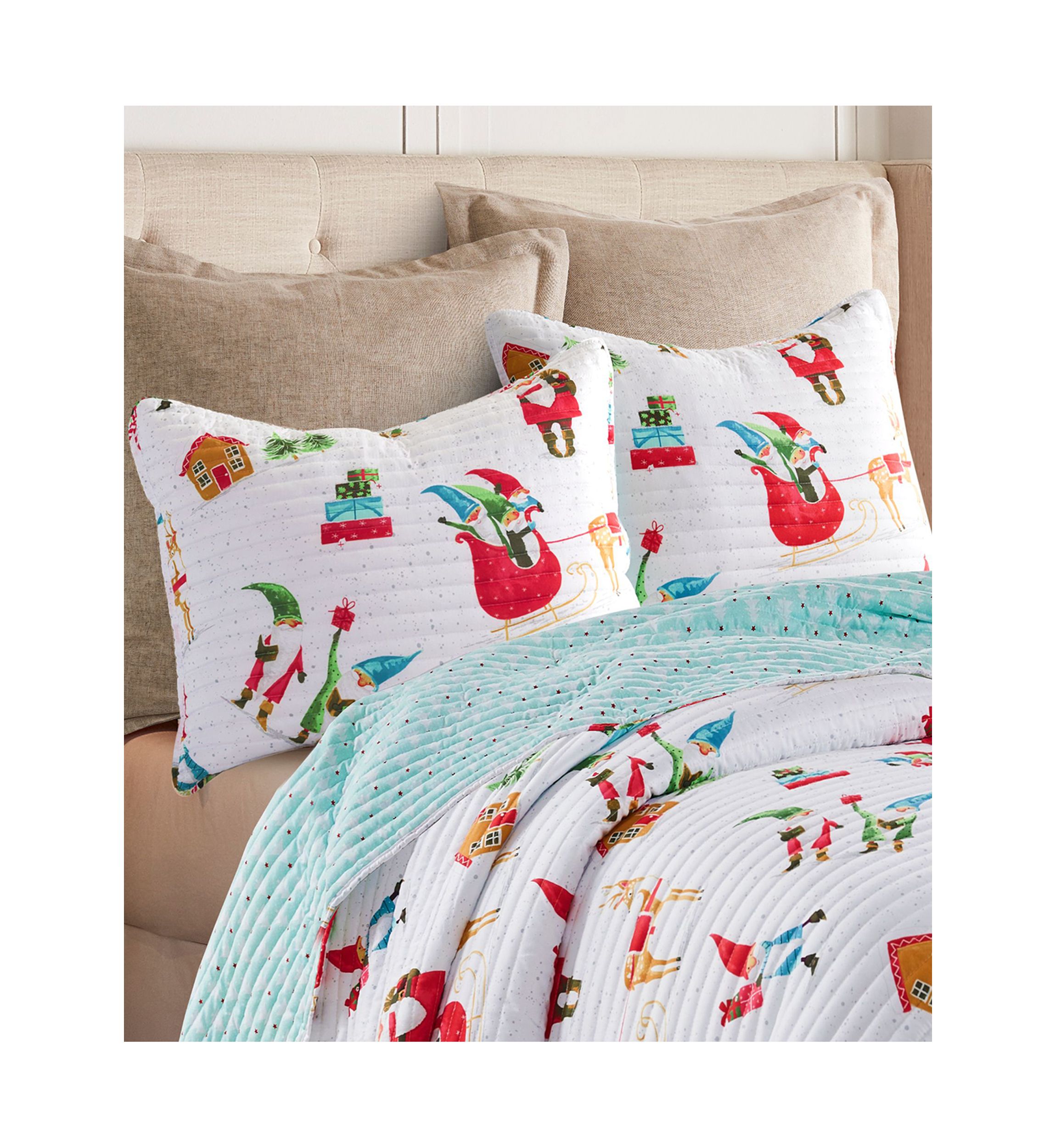 Gnome for the Holidays White King Quilt