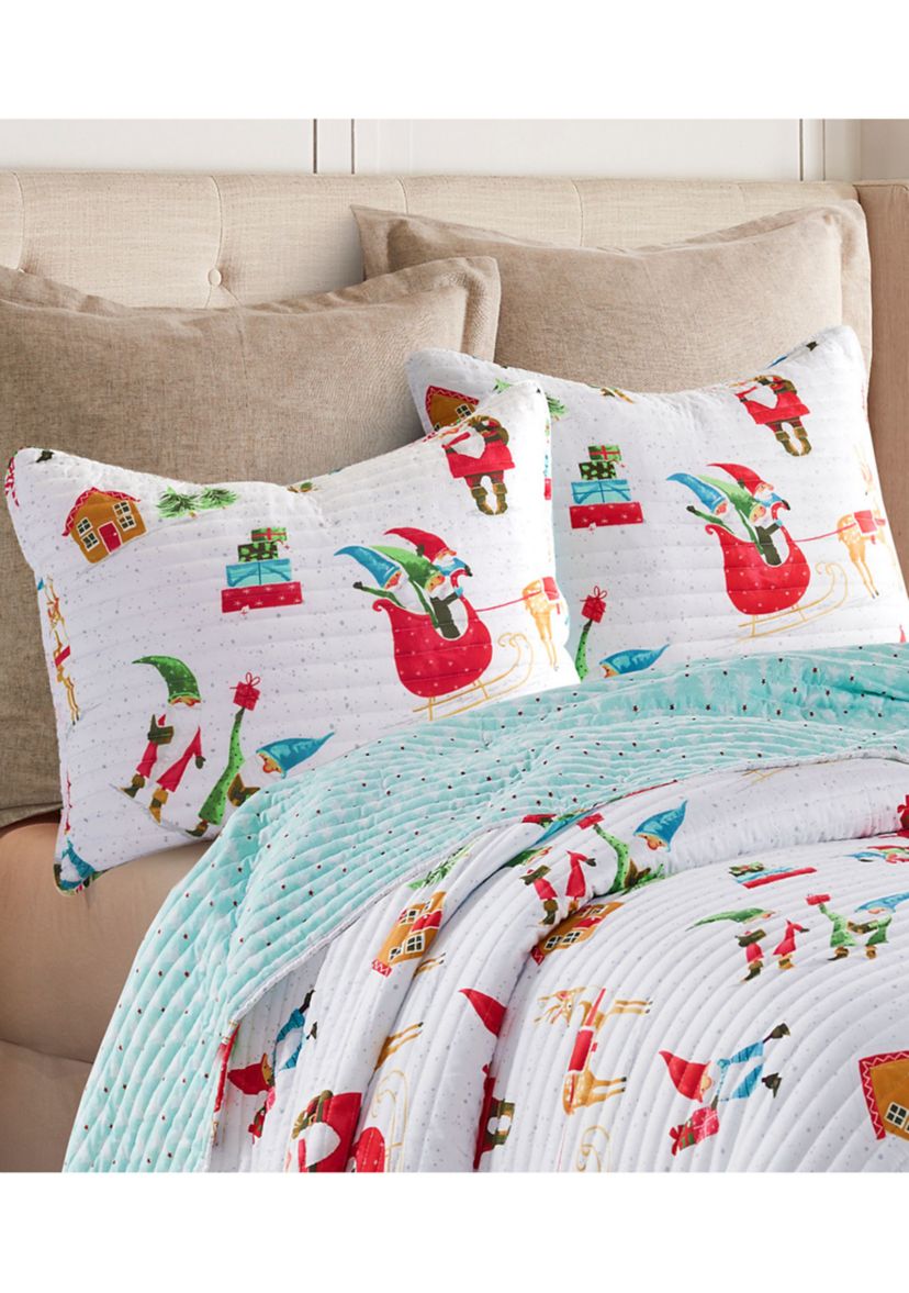Gnome for the Holidays White King Quilt