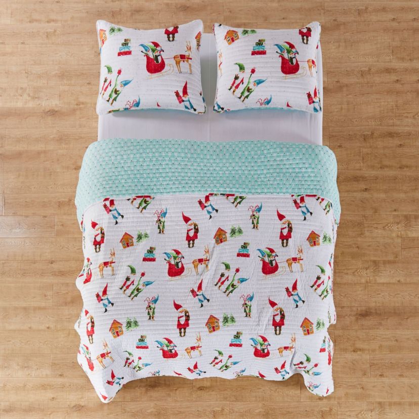 Gnome for the Holidays White King Quilt
