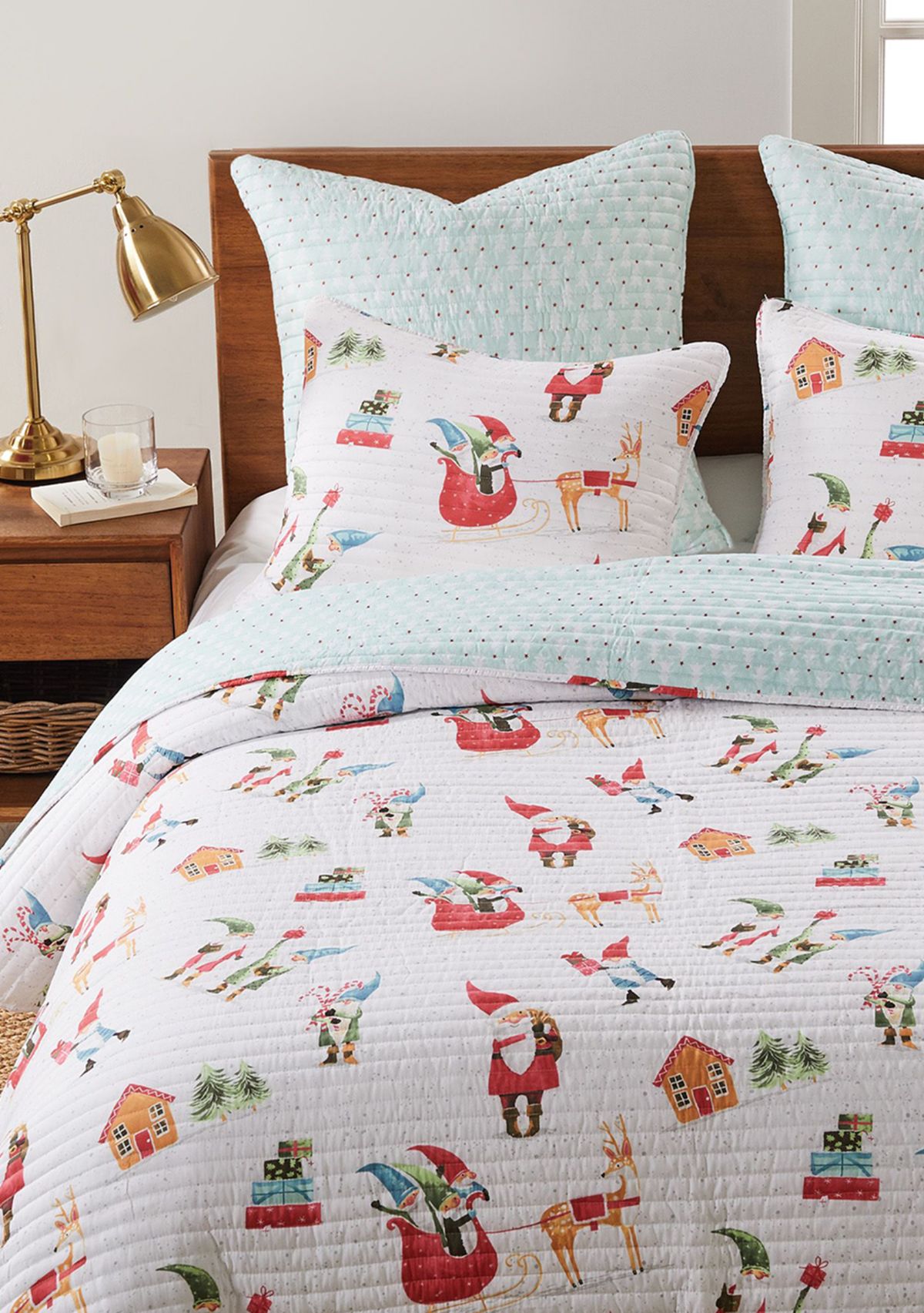 Gnome for the Holidays White Euro Sham - Set of 2
