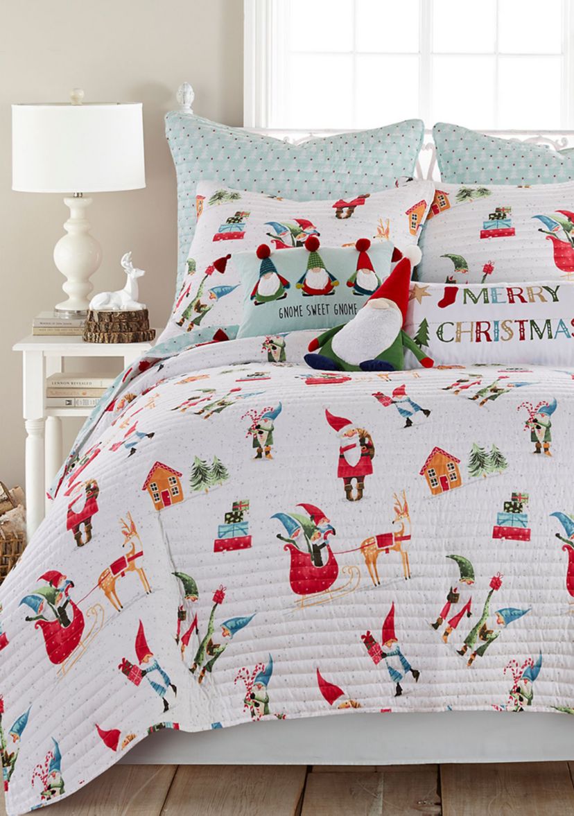 Gnome for the Holidays White Twin Quilt