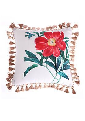 Malena Floral Rose Pillow with Tassels