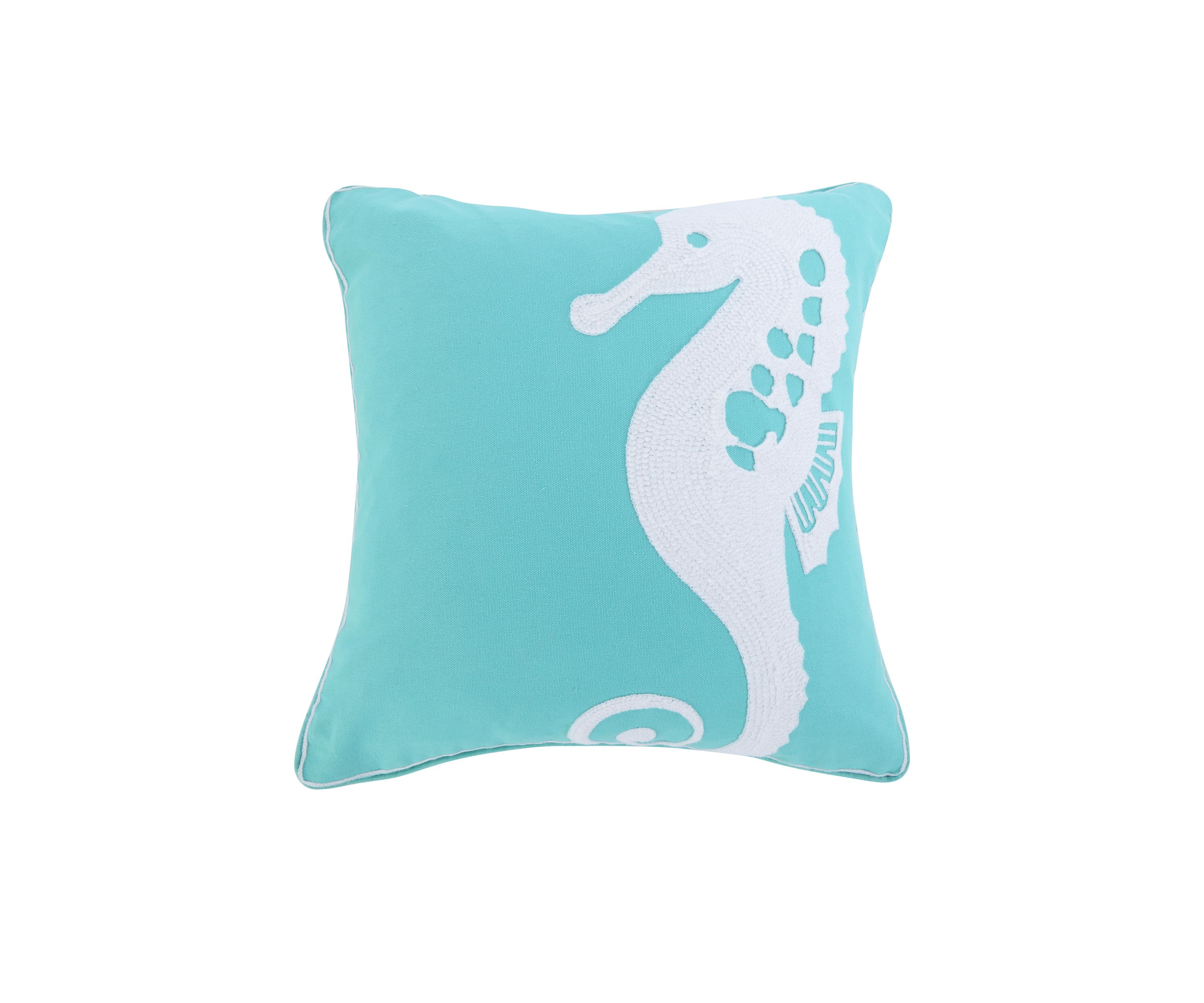 Huntington Teal Seahorse Pillow