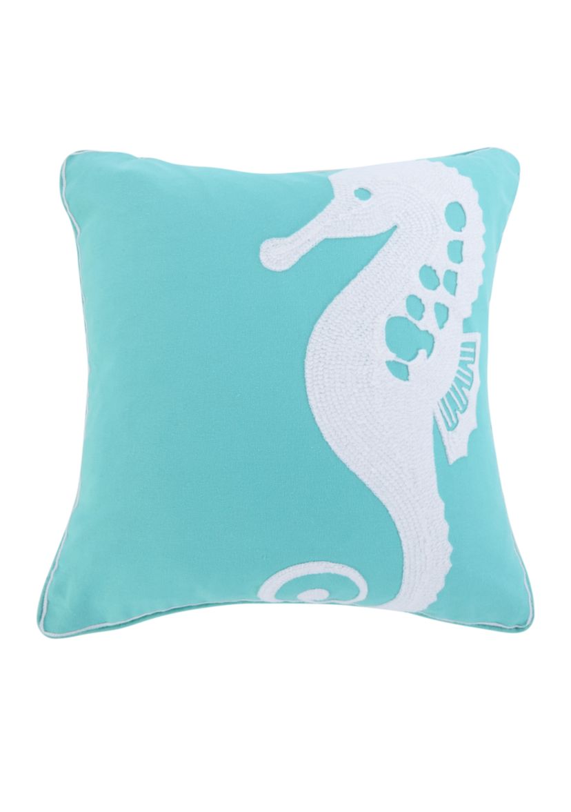 Huntington Teal Seahorse Pillow