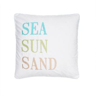 Levtex Home Biscayne Sea Sun Sand Pillow, White, 20 x 20