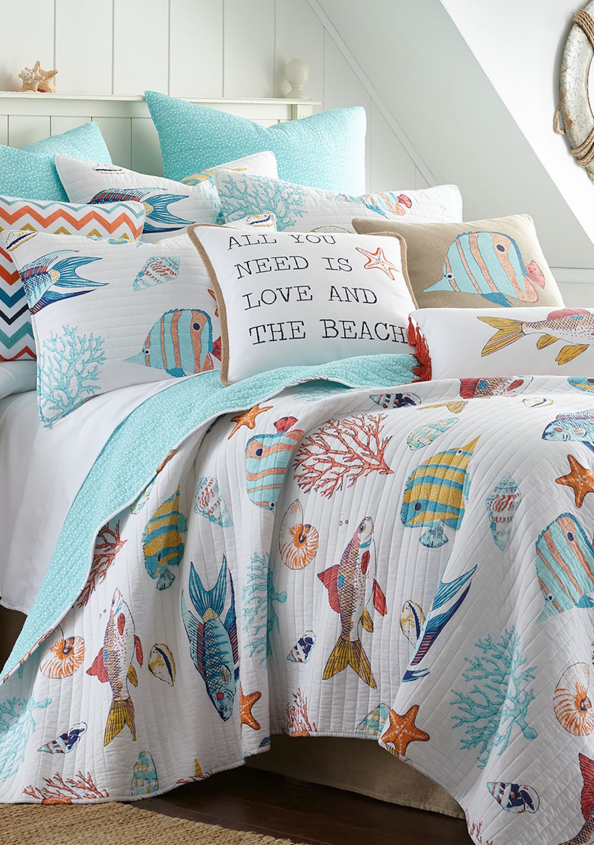Barrier Reef Fish with Tassels Pillow