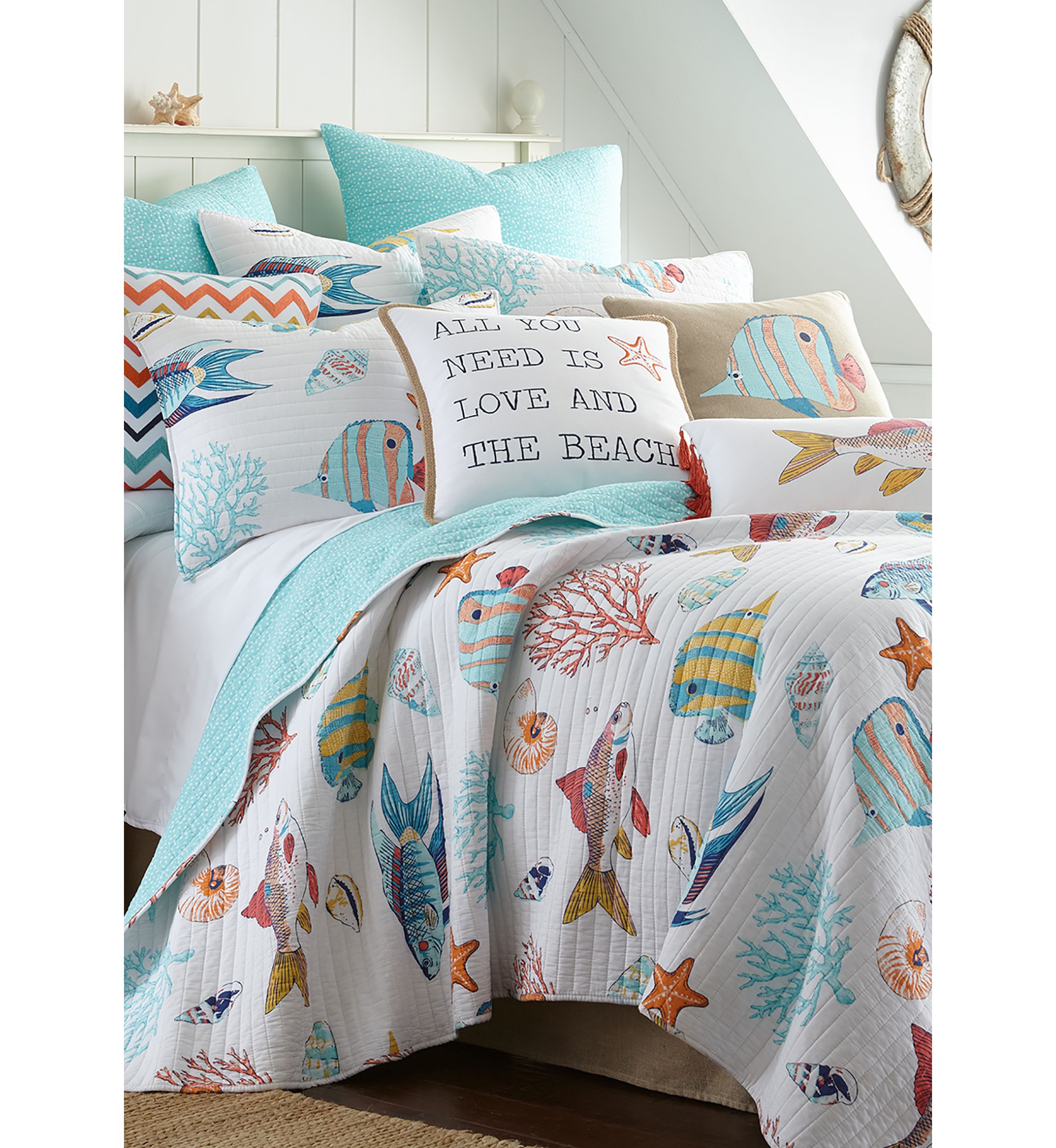 Barrier Reef Fish with Tassels Pillow