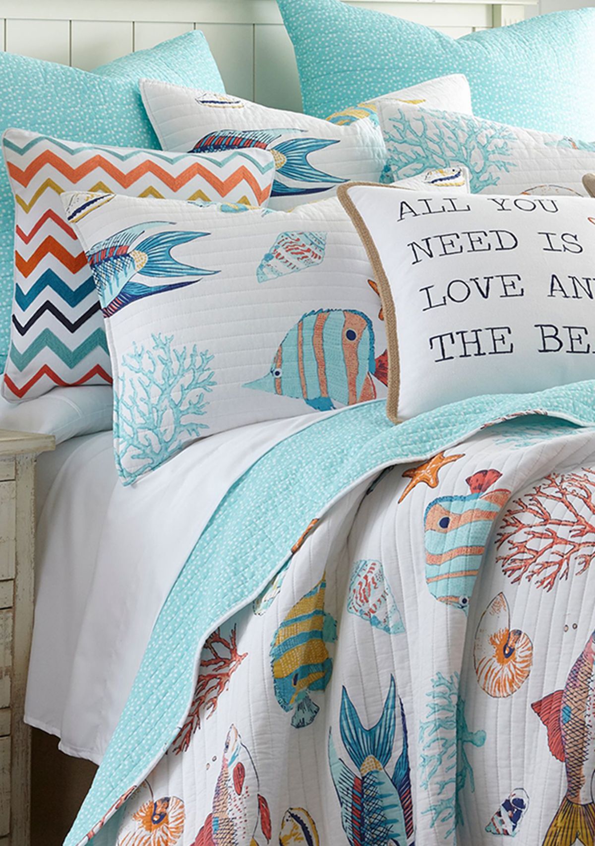 Barrier Reef Fish with Tassels Pillow