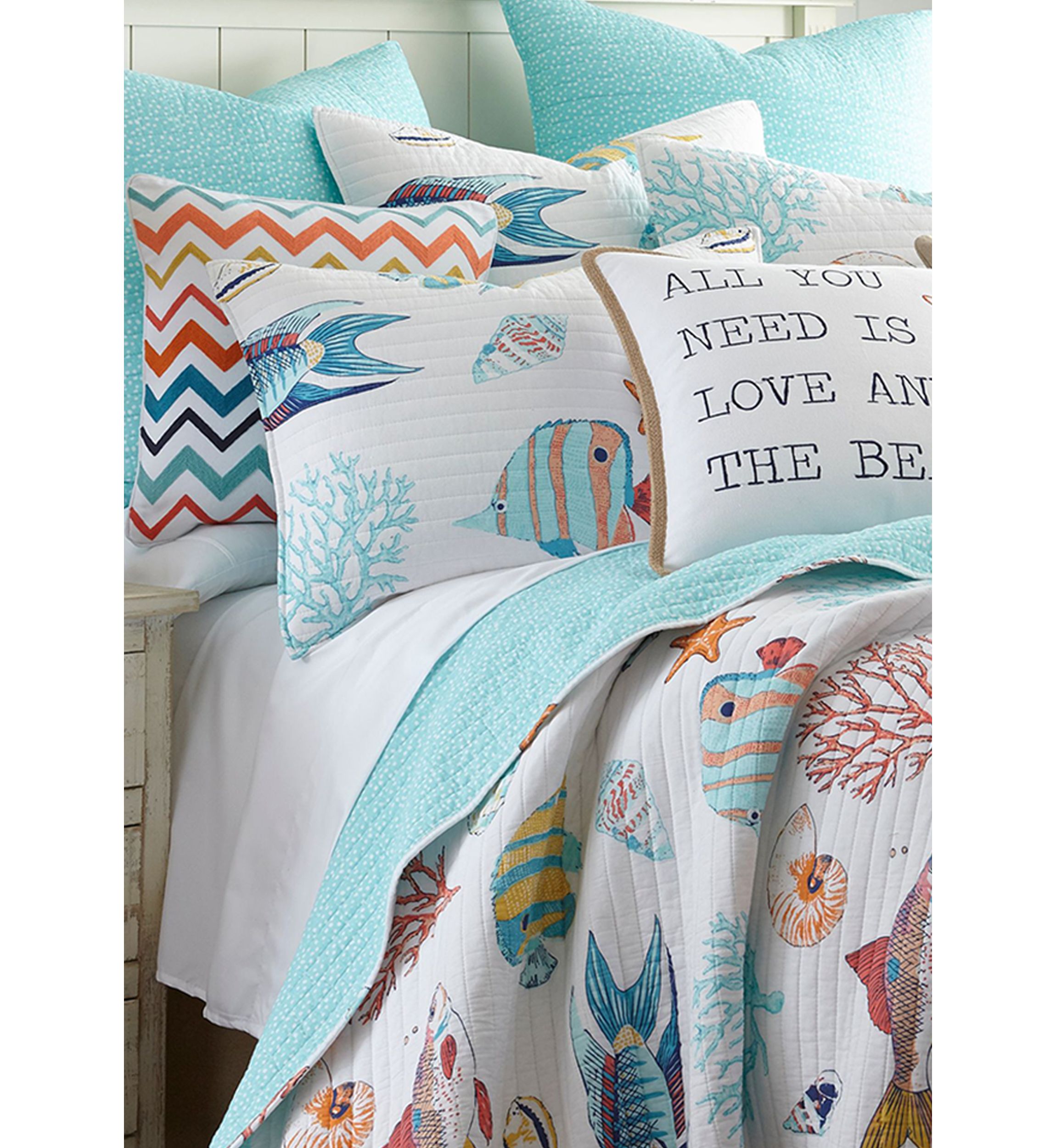 Barrier Reef Fish with Tassels Pillow