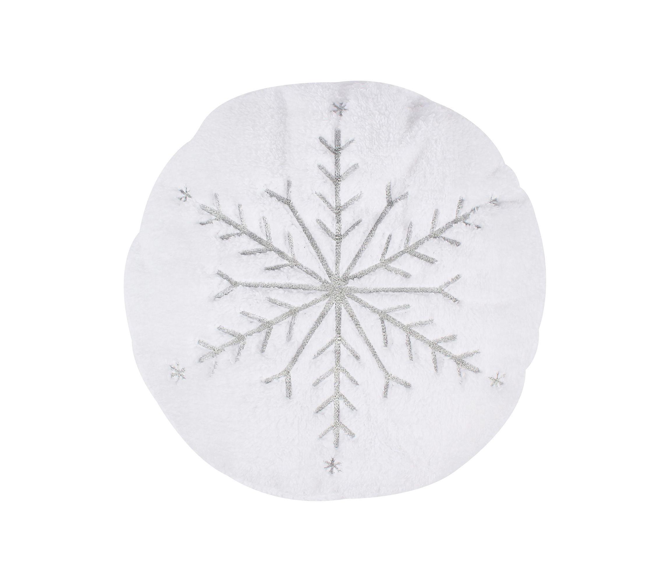 O Christmas Round Metalic Snowflake Pillow R16