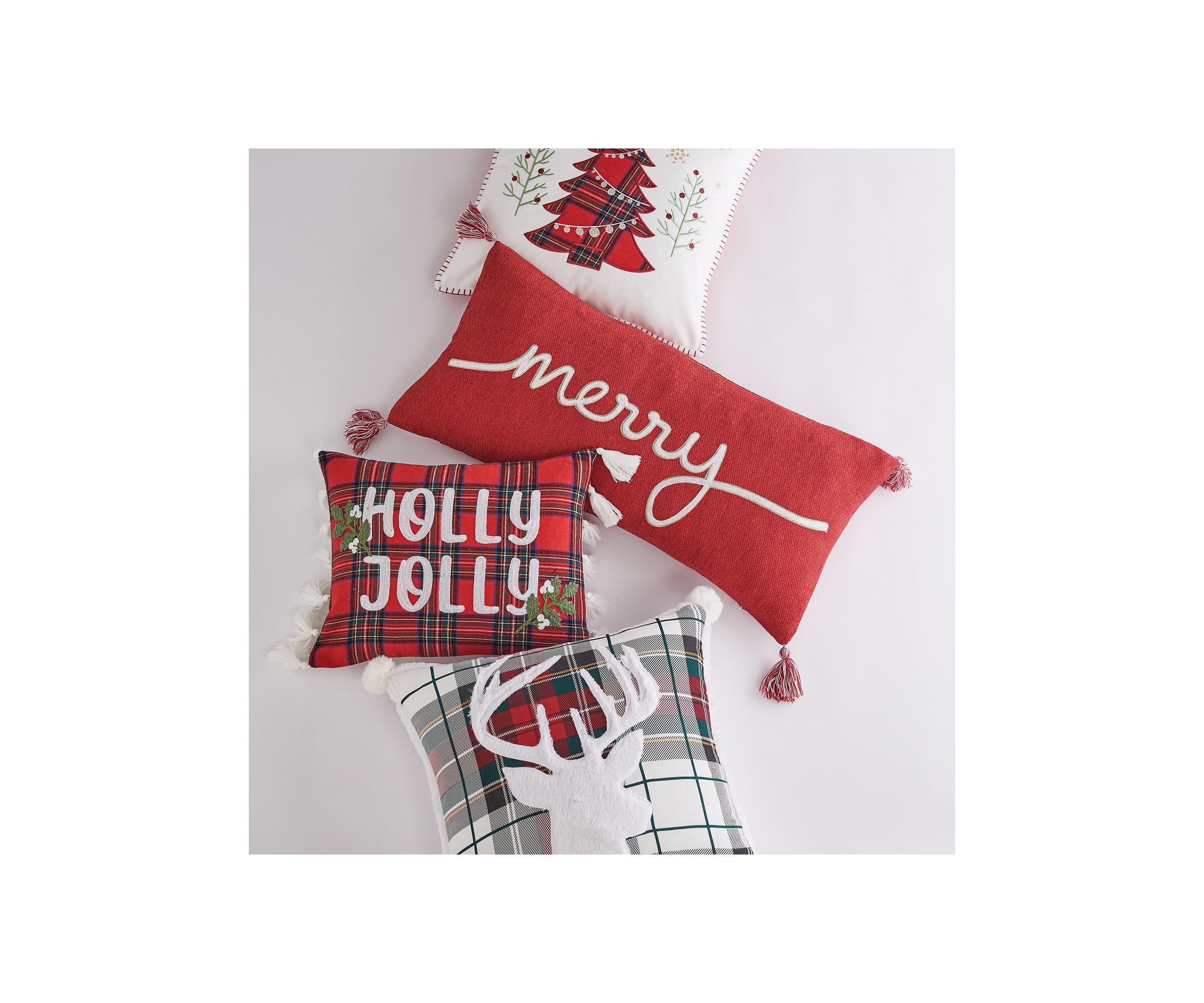 Spencer Plaid Deer Fur Pom Pillow