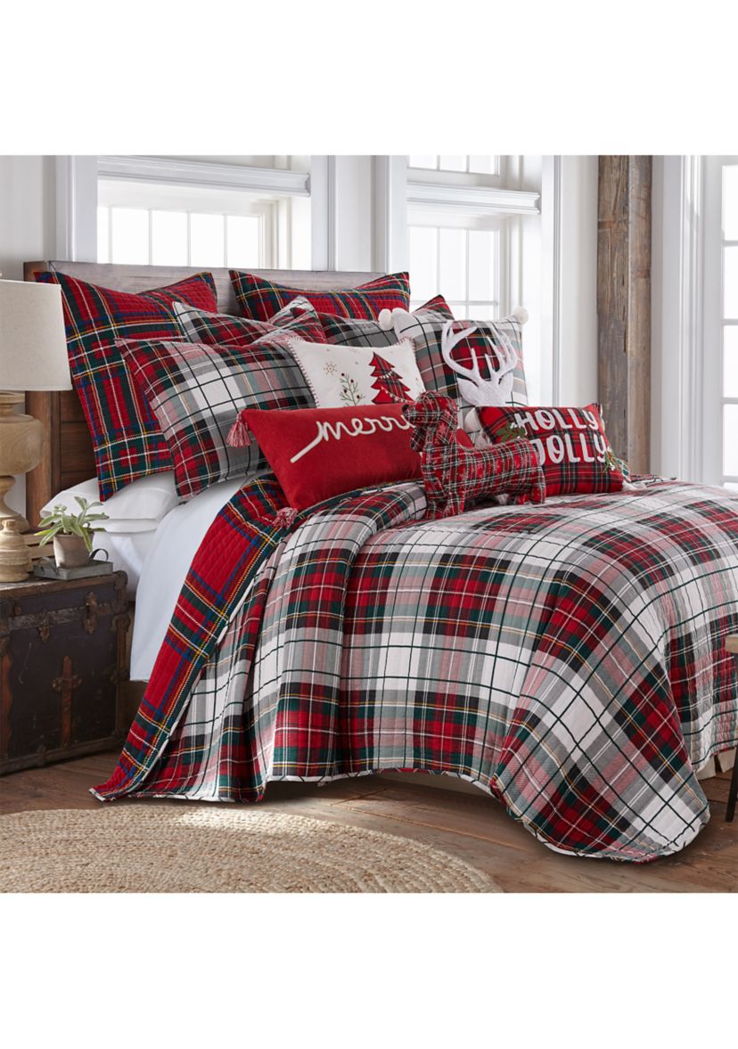 Spencer Plaid Deer Fur Pom Pillow