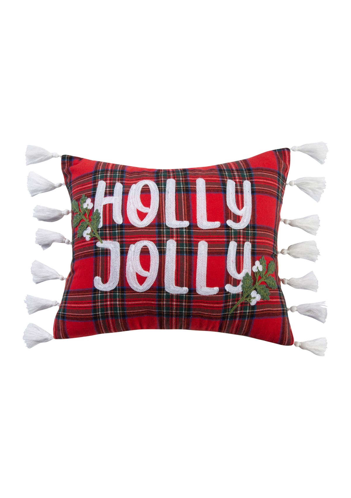 Spencer Plaid Holly Jolly Tassel Pillow