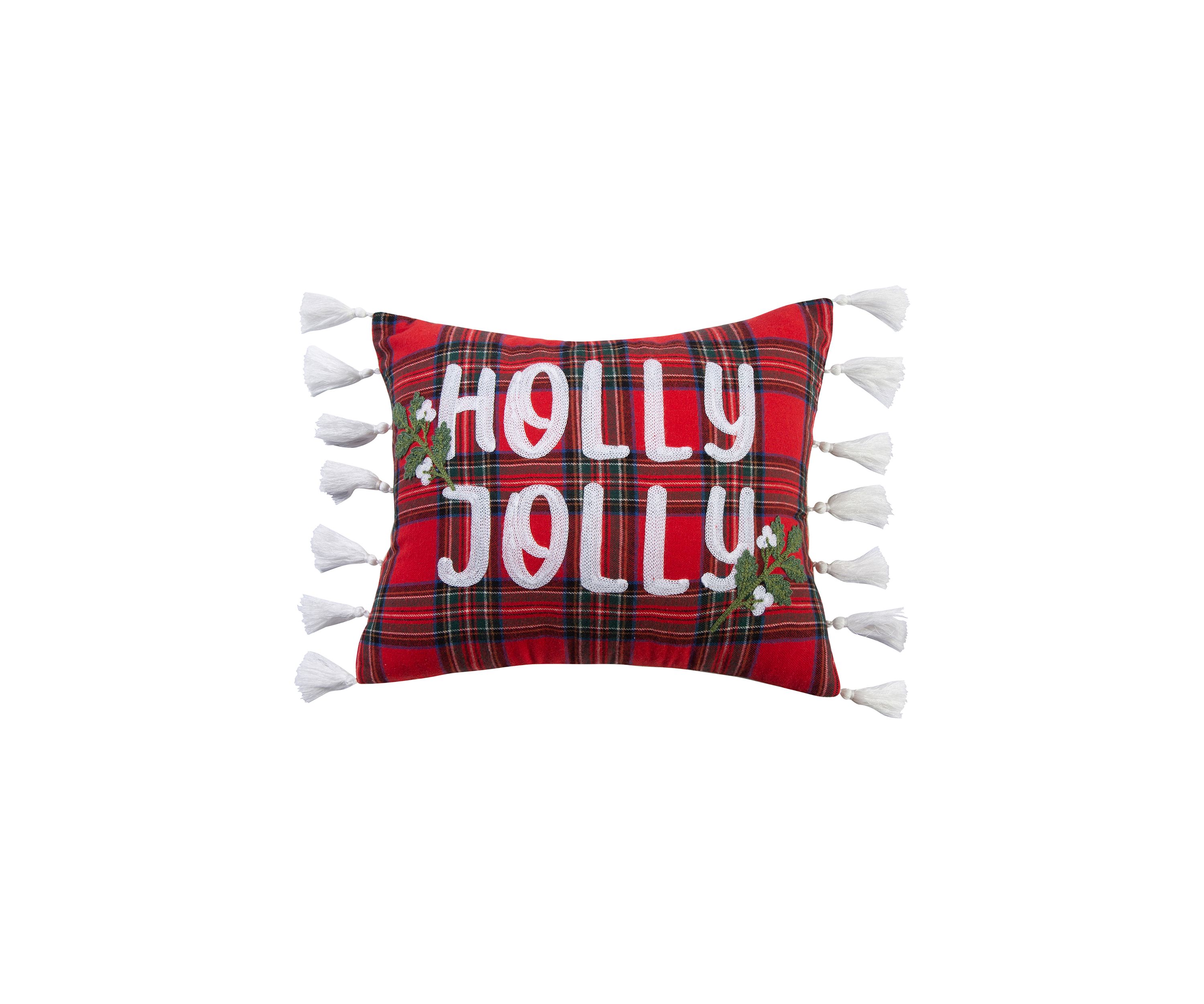 Spencer Plaid Holly Jolly Tassel Pillow