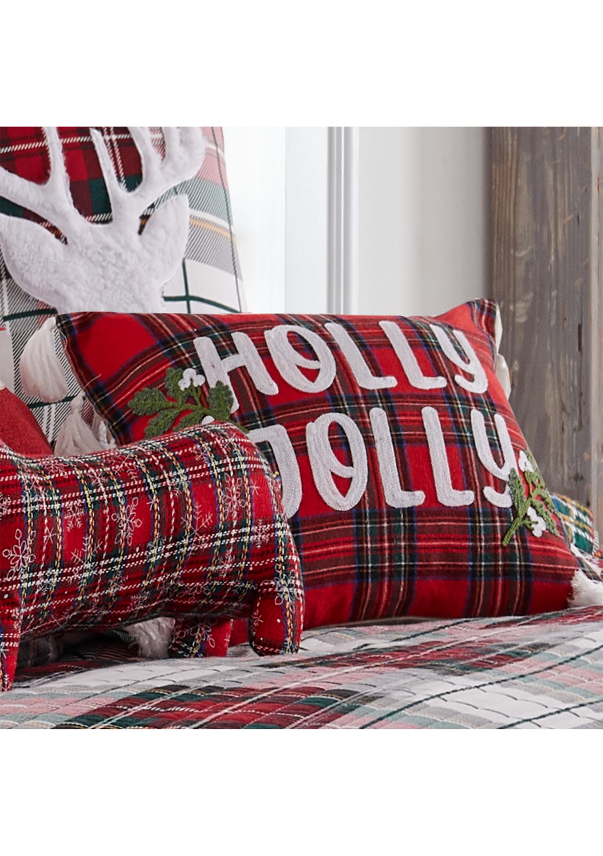 Spencer Plaid Holly Jolly Tassel Pillow