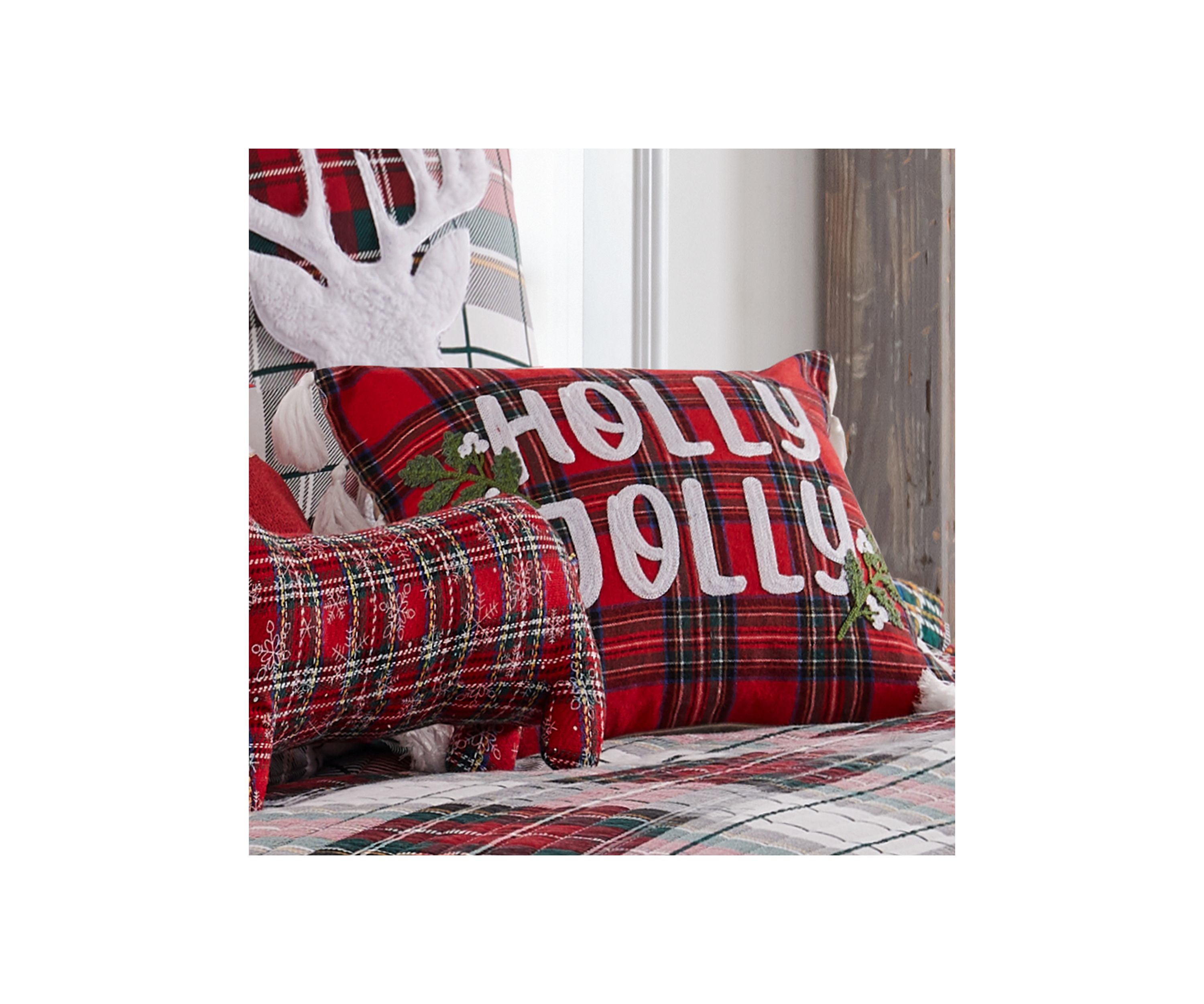 Spencer Plaid Holly Jolly Tassel Pillow