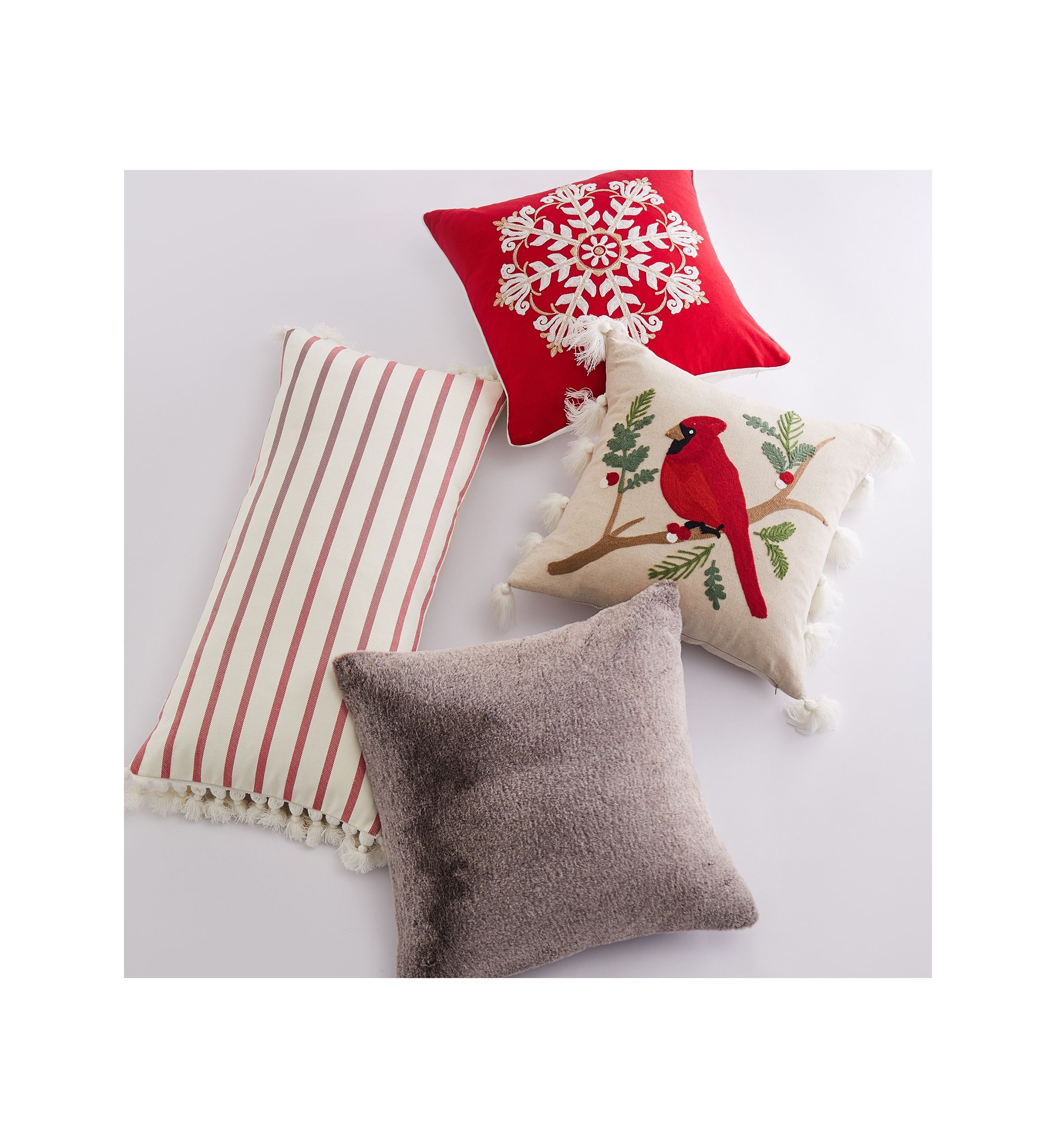 Joybirds Cardinal Embroidered Tassel Pillow