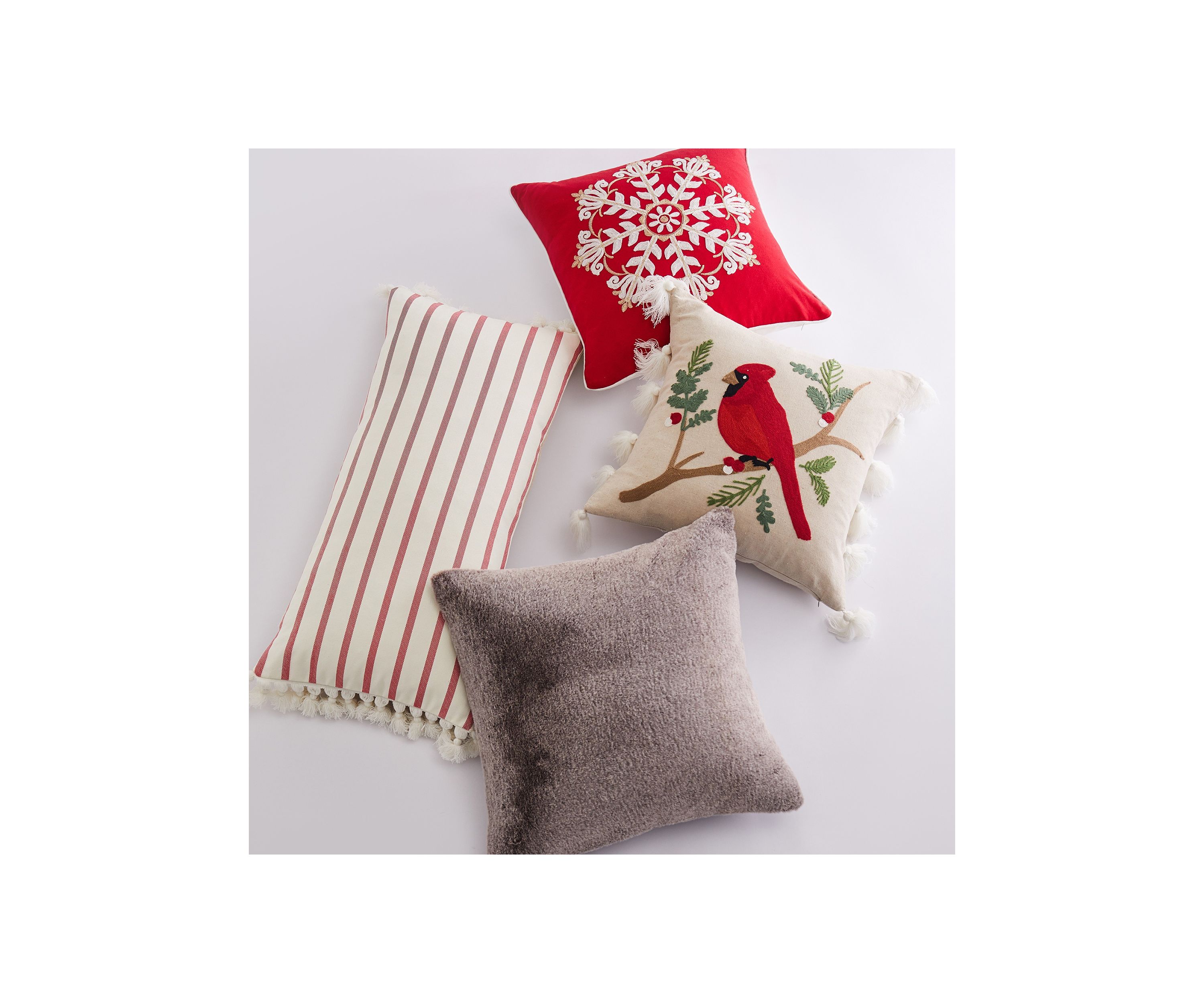 Joybirds Cardinal Embroidered Tassel Pillow
