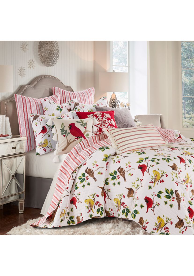 Joybirds Cardinal Embroidered Tassel Pillow