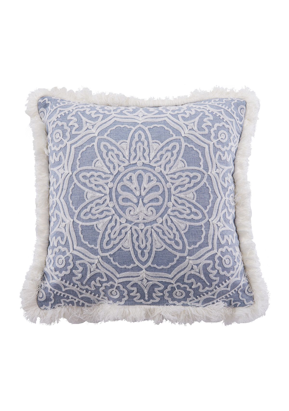  Bennett Embroidered Fringe Pillow 
