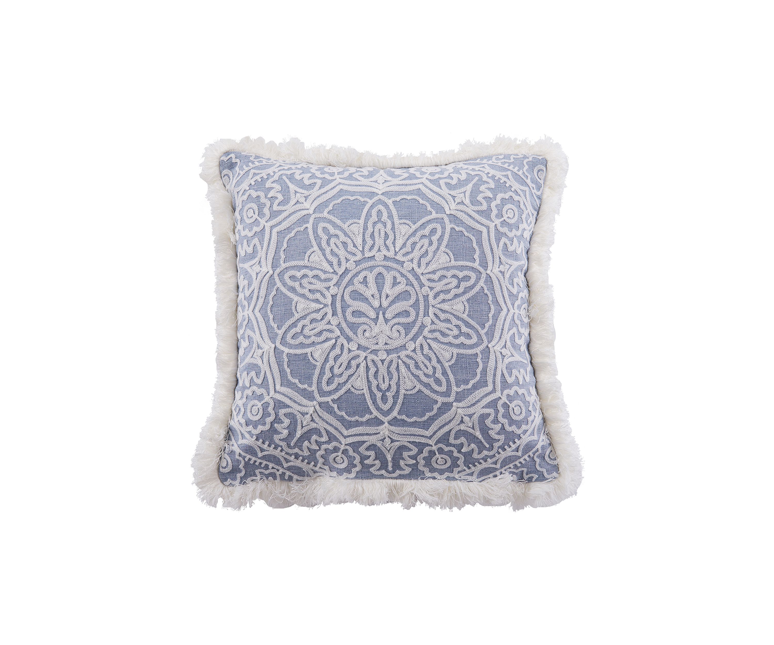  Bennett Embroidered Fringe Pillow 