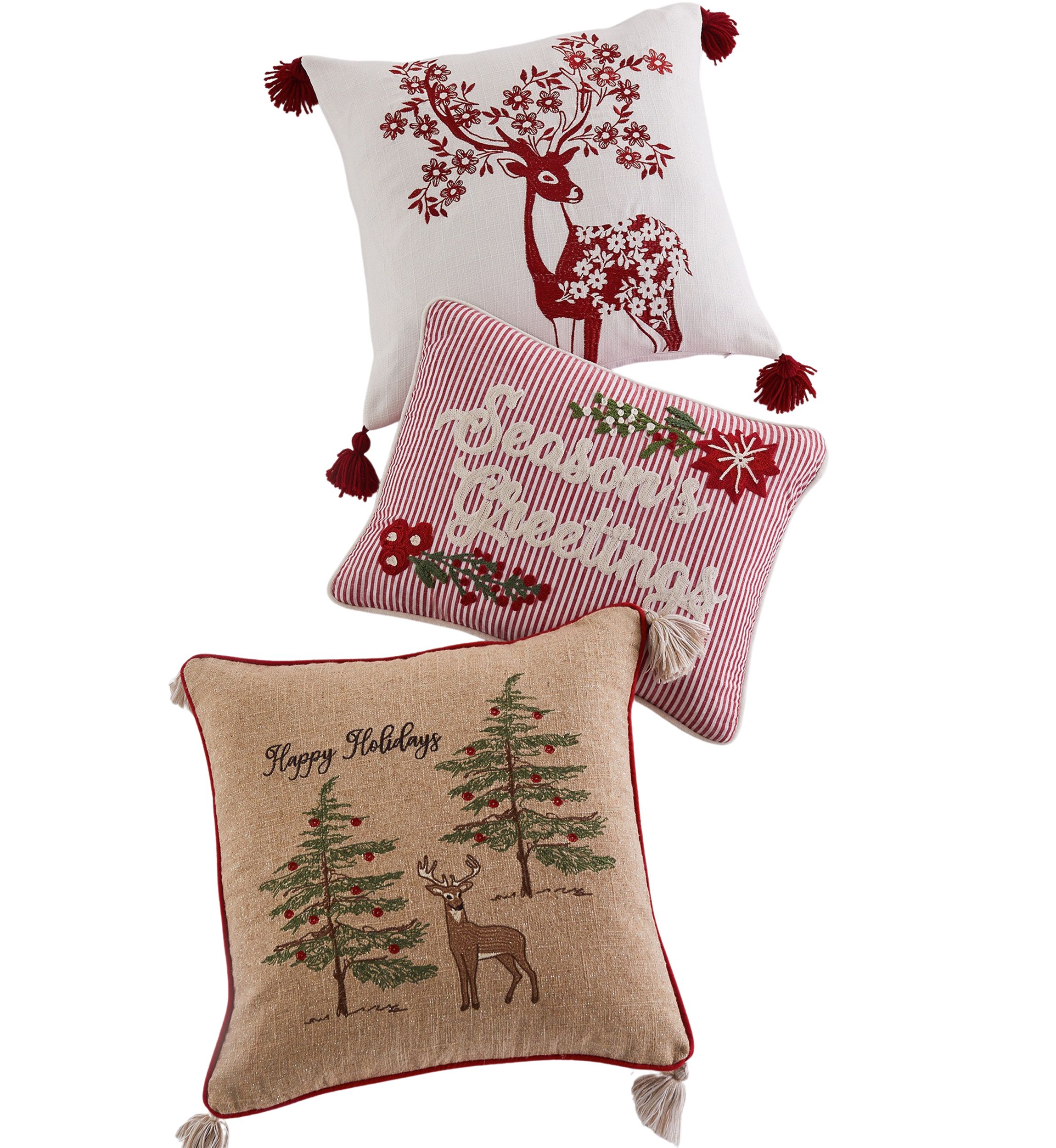 Sleigh Bells Seasons Greetings Fur Pillow