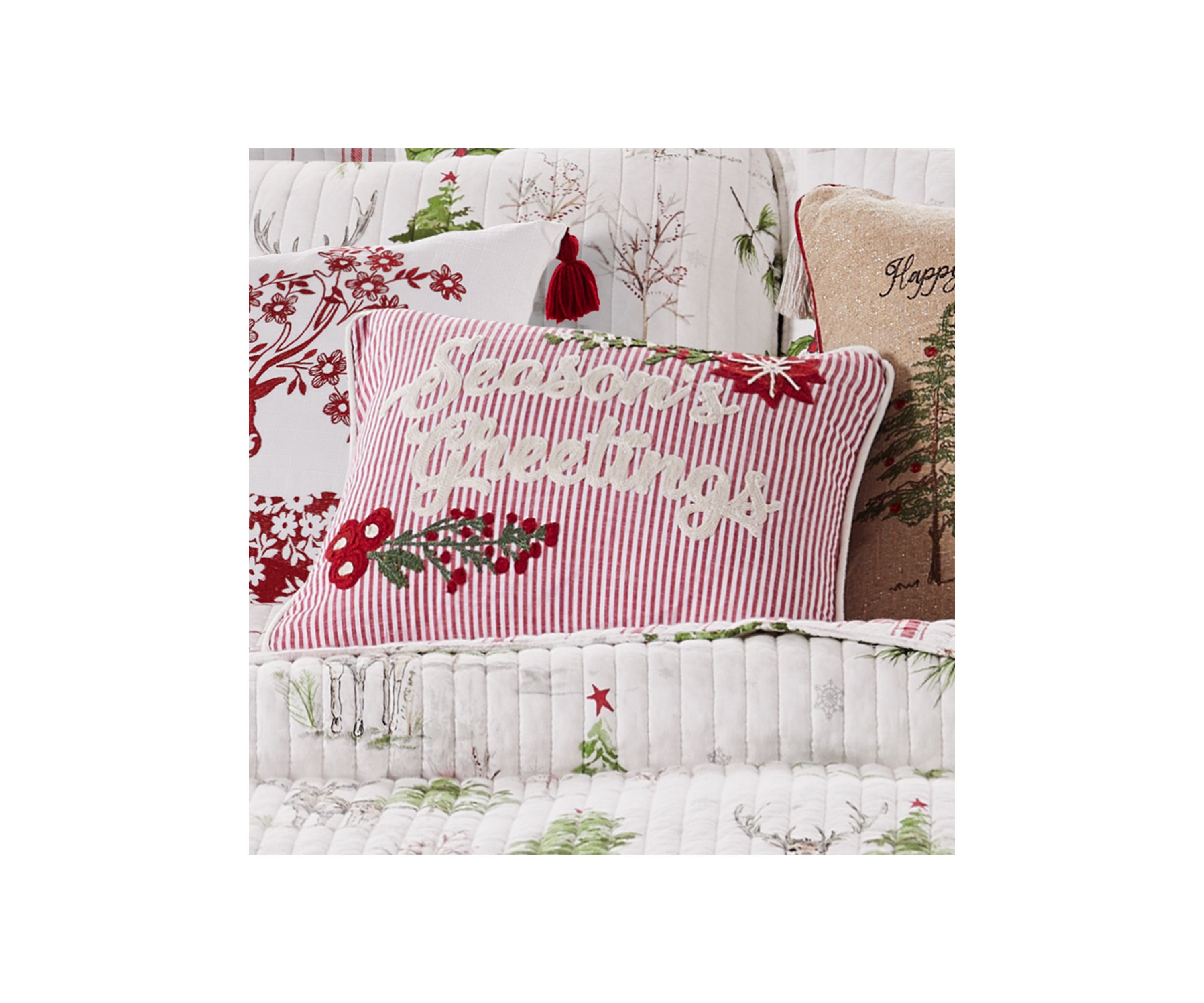 Sleigh Bells Seasons Greetings Fur Pillow