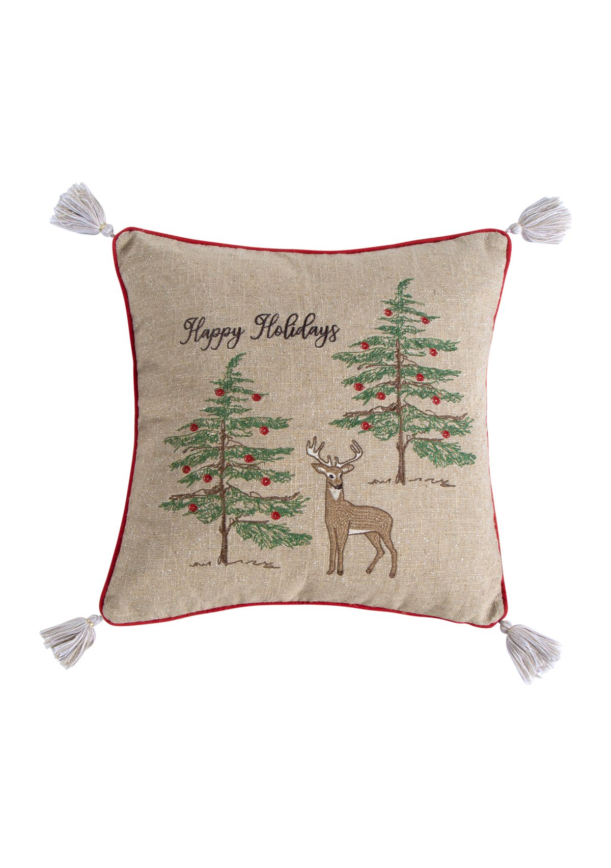 Sleigh Bells Happy Holidays Pillow