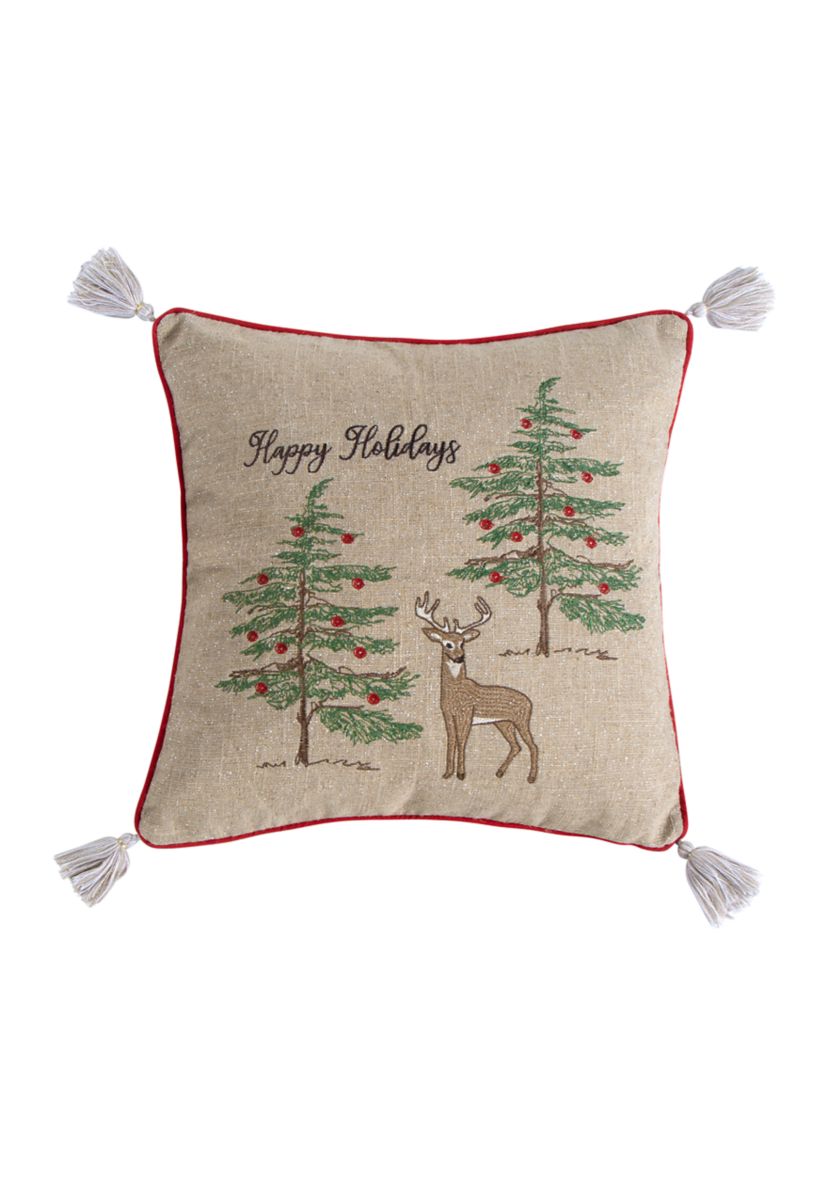 Sleigh Bells Happy Holidays Pillow