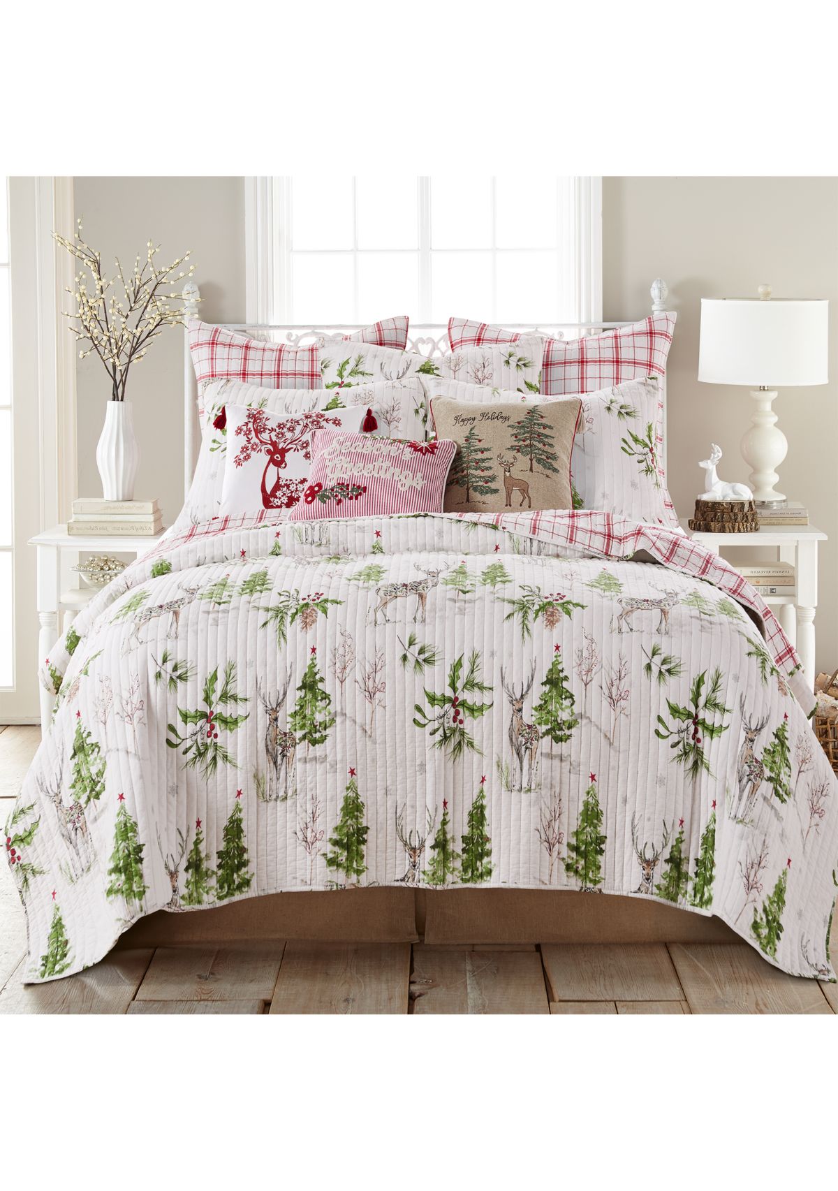 Sleigh Bells Happy Holidays Pillow