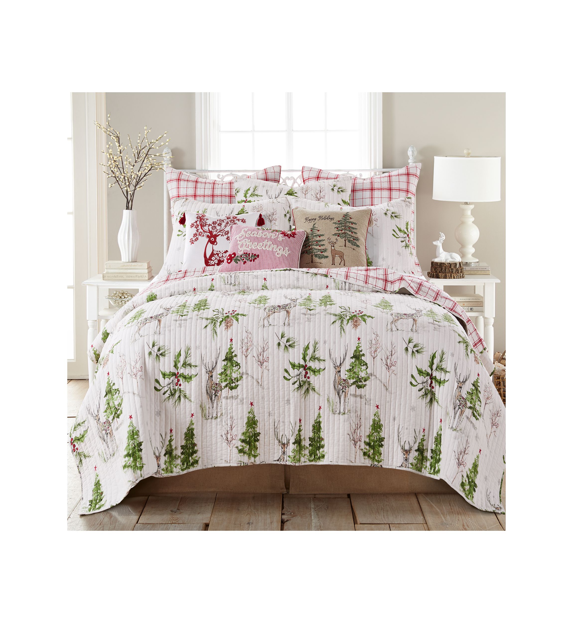 Sleigh Bells Happy Holidays Pillow