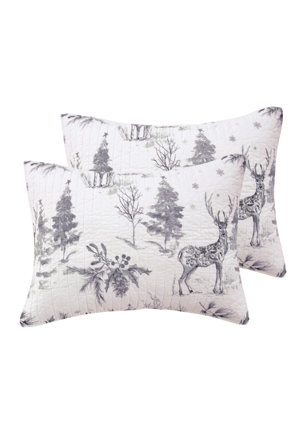 Sleigh Bells Gray Standard Sham - 2 Pack 