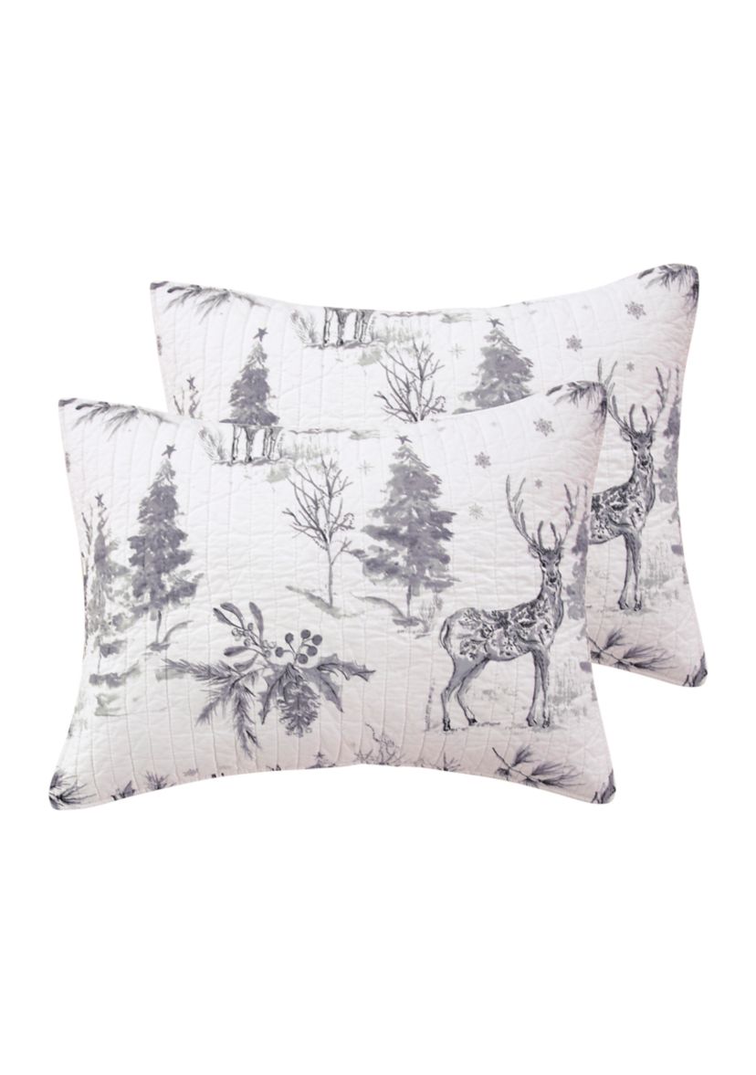 Sleigh Bells Gray Standard Sham - 2 Pack 