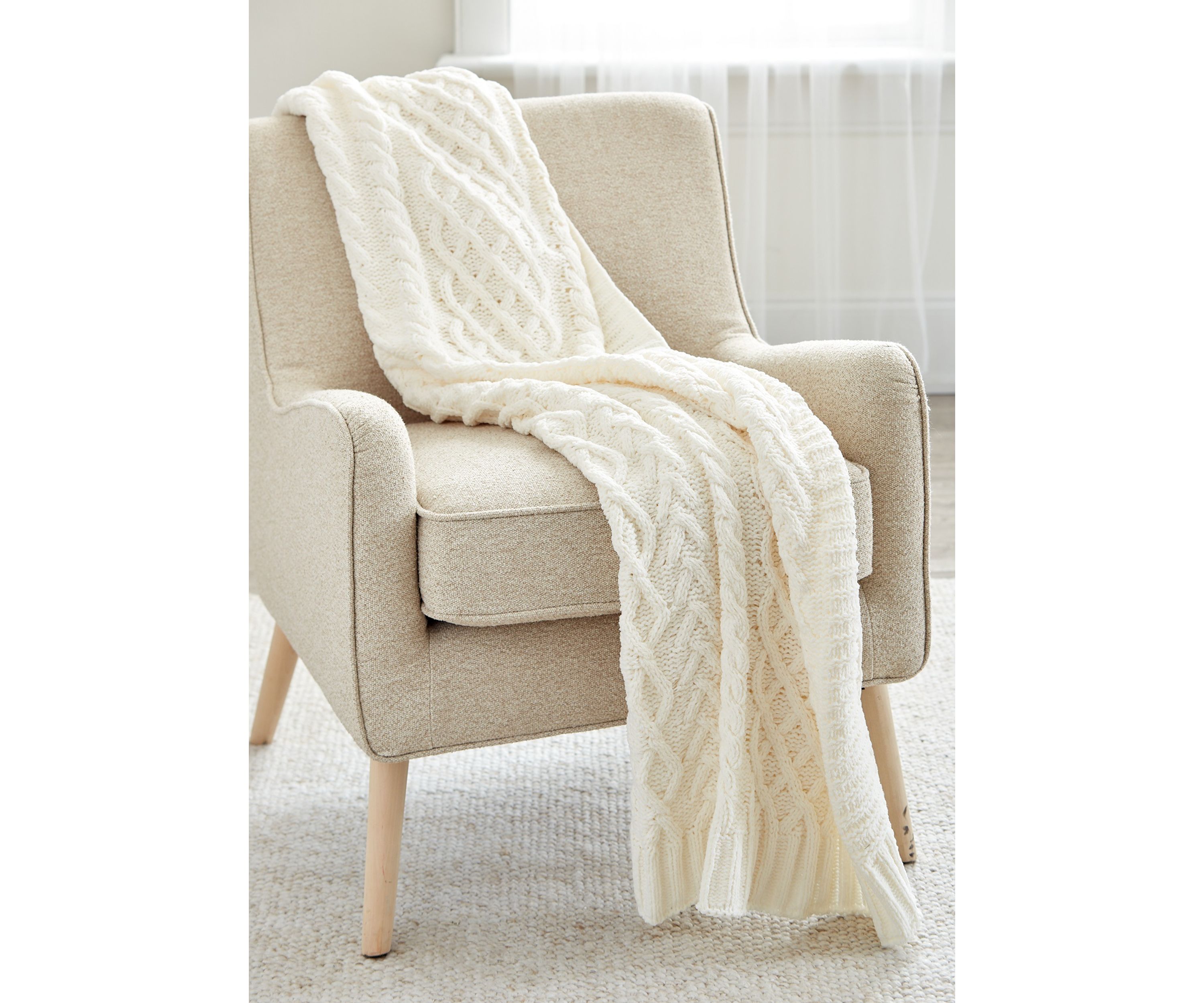 Chunky Cable Knit Throw