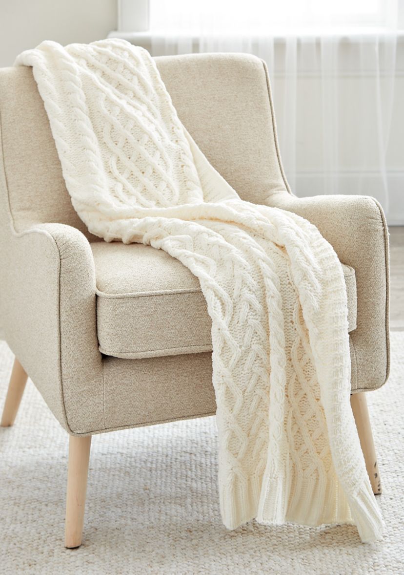 Chunky Cable Knit Throw