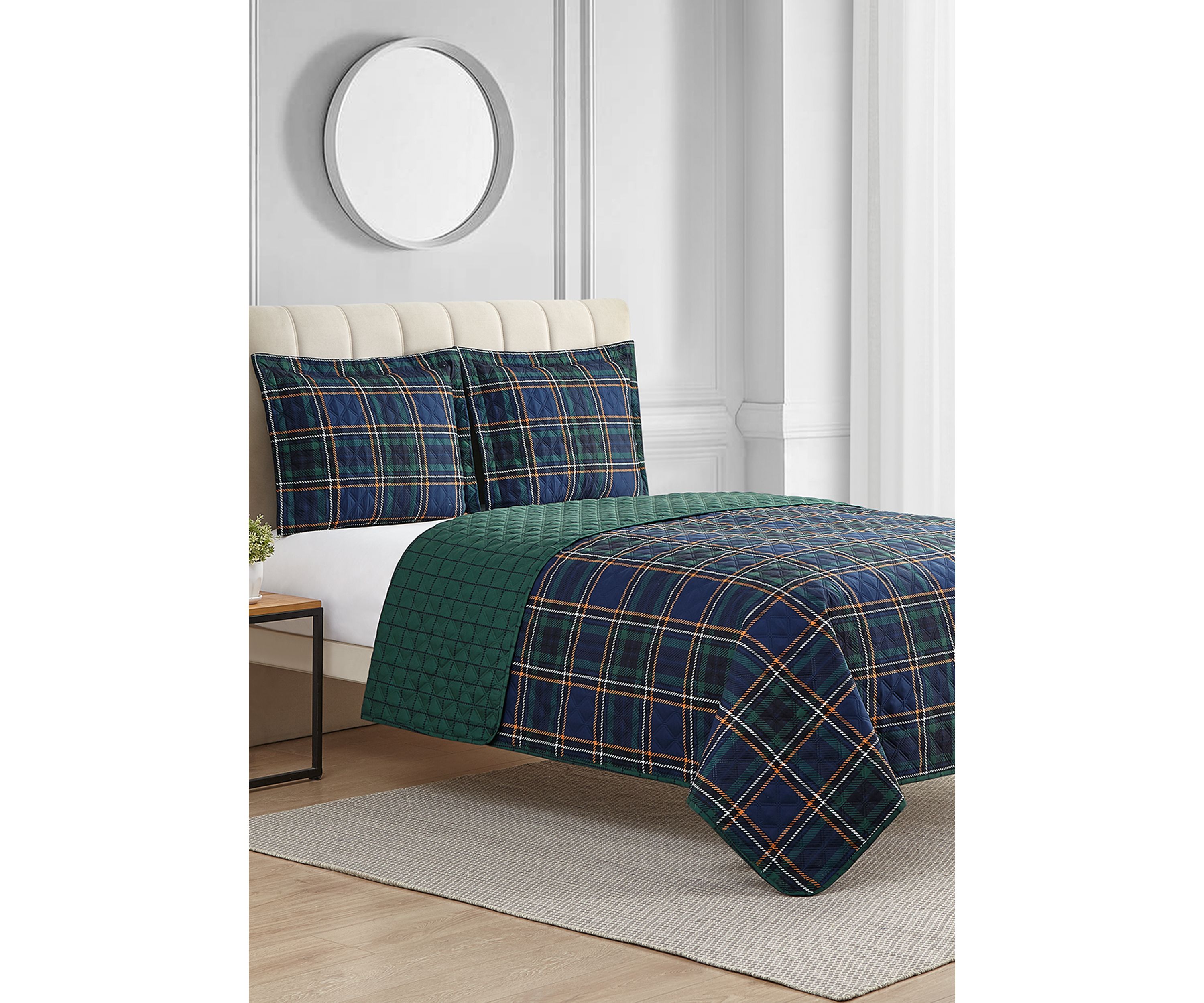 Stewart Plaid 3-Piece Reversible Quilt Set