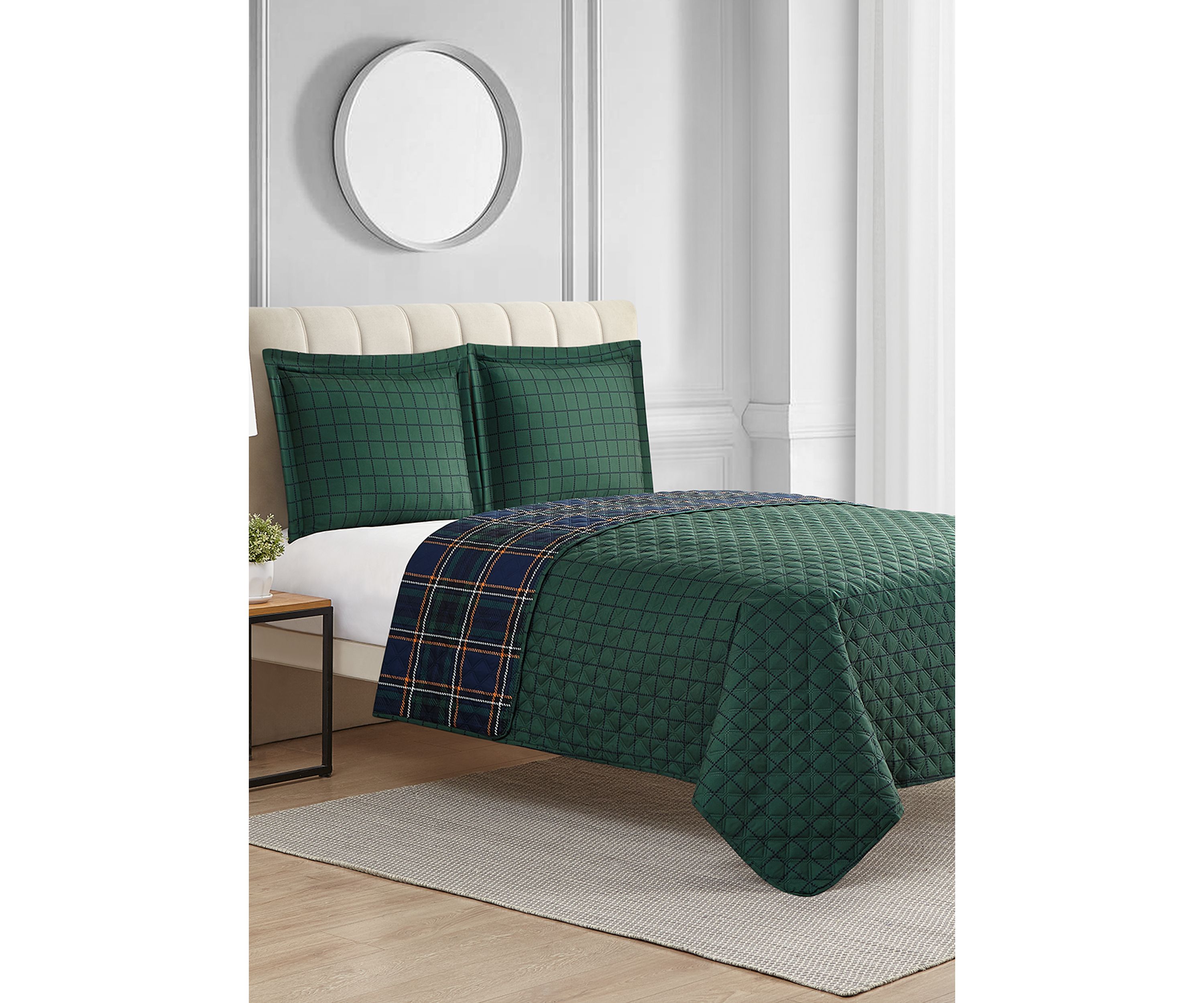 Stewart Plaid 3-Piece Reversible Quilt Set