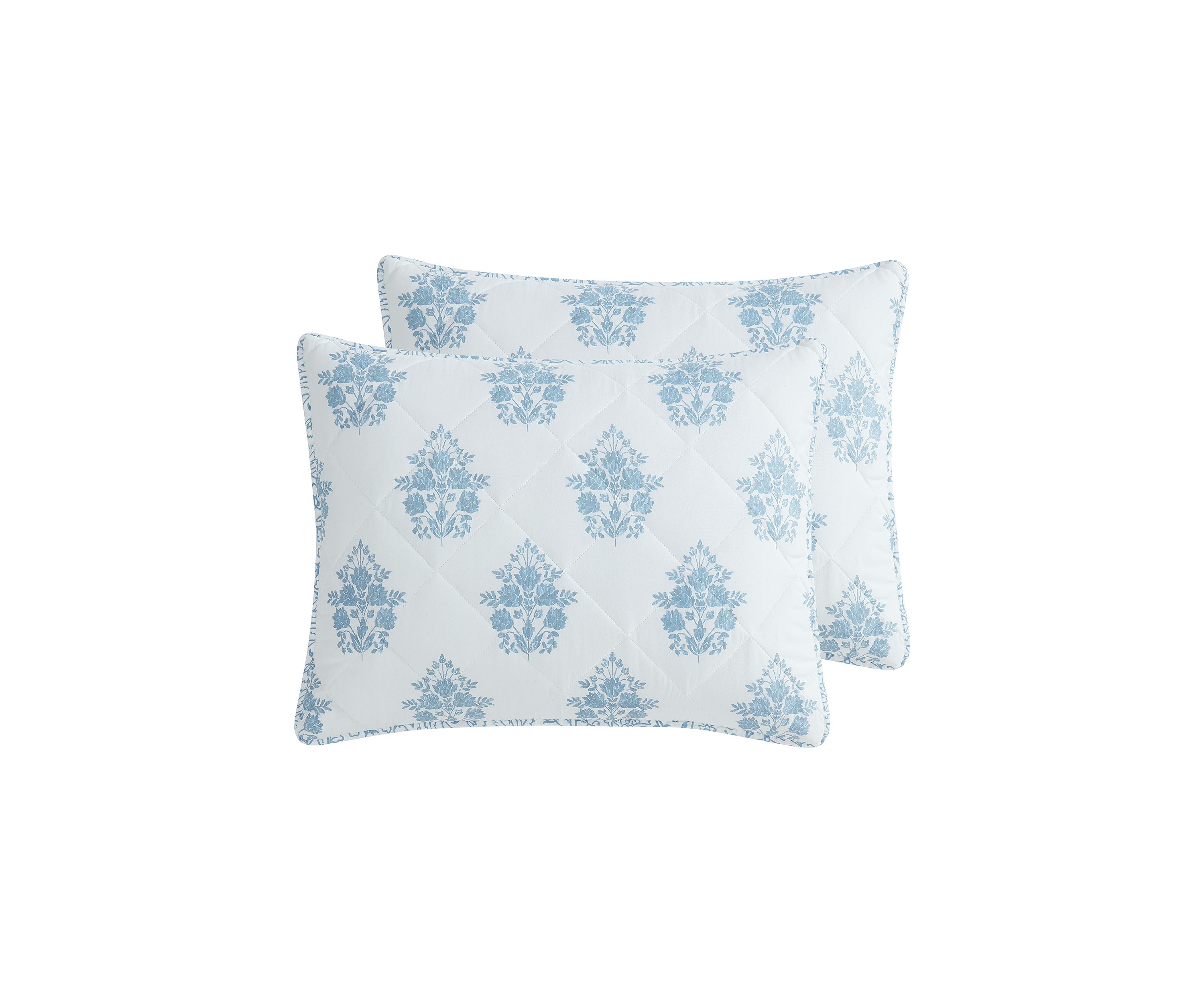 Blue Mila Damask Quilt Set